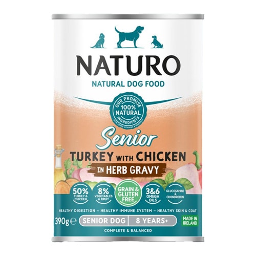 내추로 독 주식캔 그레이비 시니어 칠면조&치킨 390g