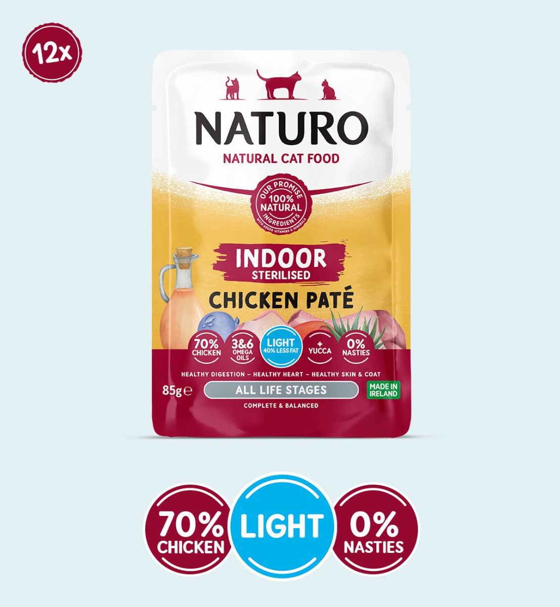 내추로 캣 고양이 습식사료 라이트 치킨 파우치 85g
