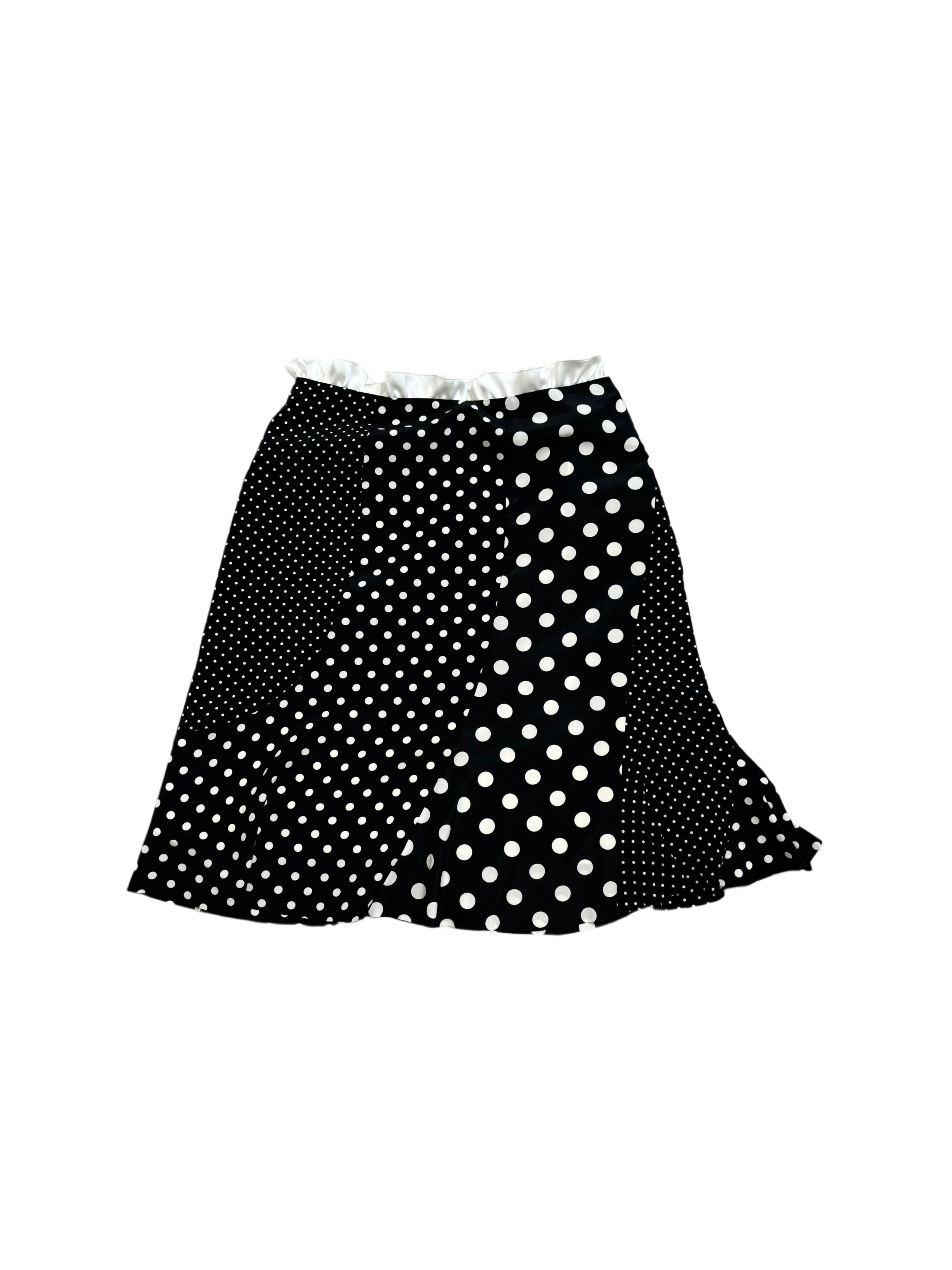 Dot patchwork frill skirt(Black)