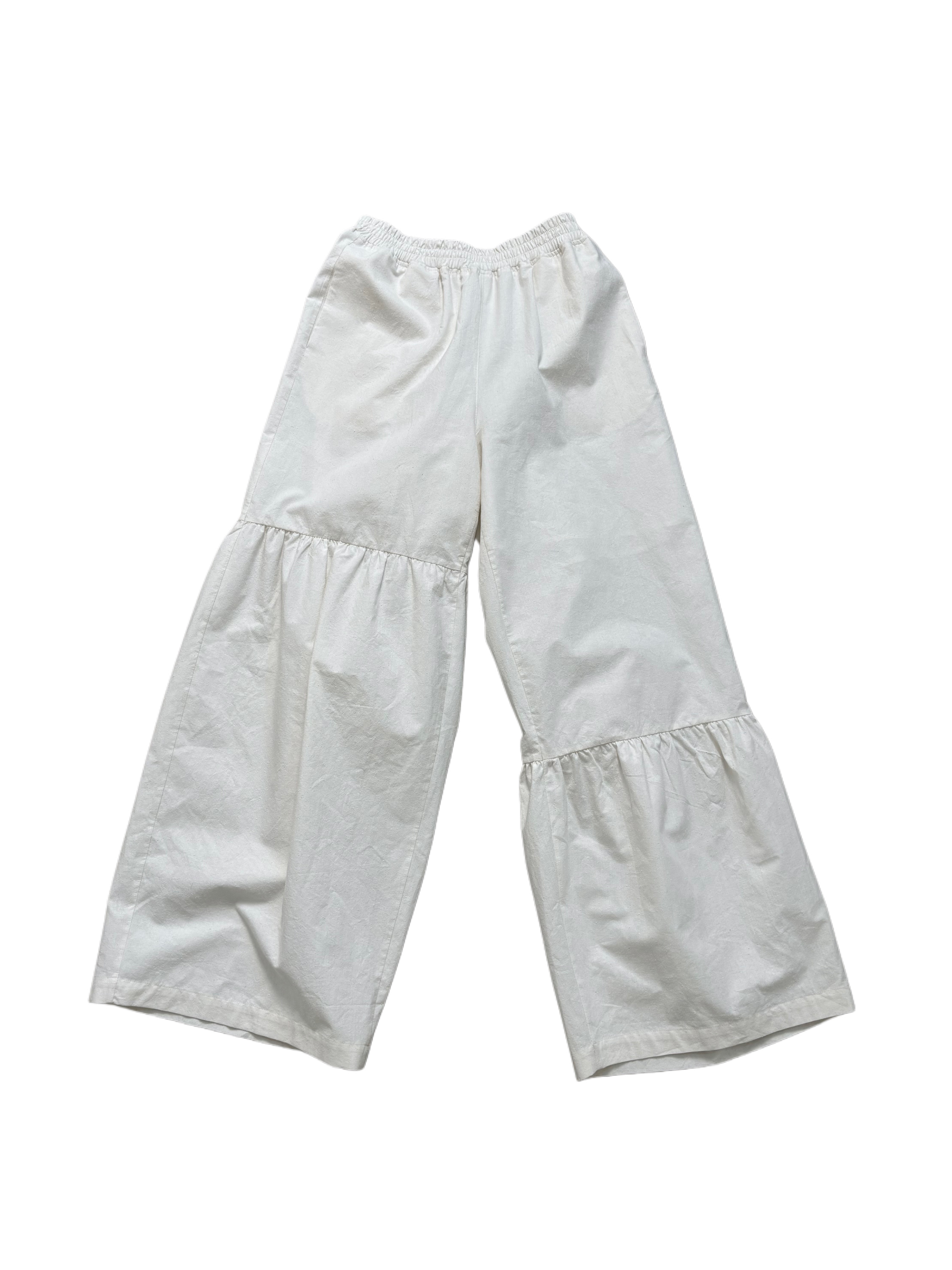 Unbalance frill banding pants