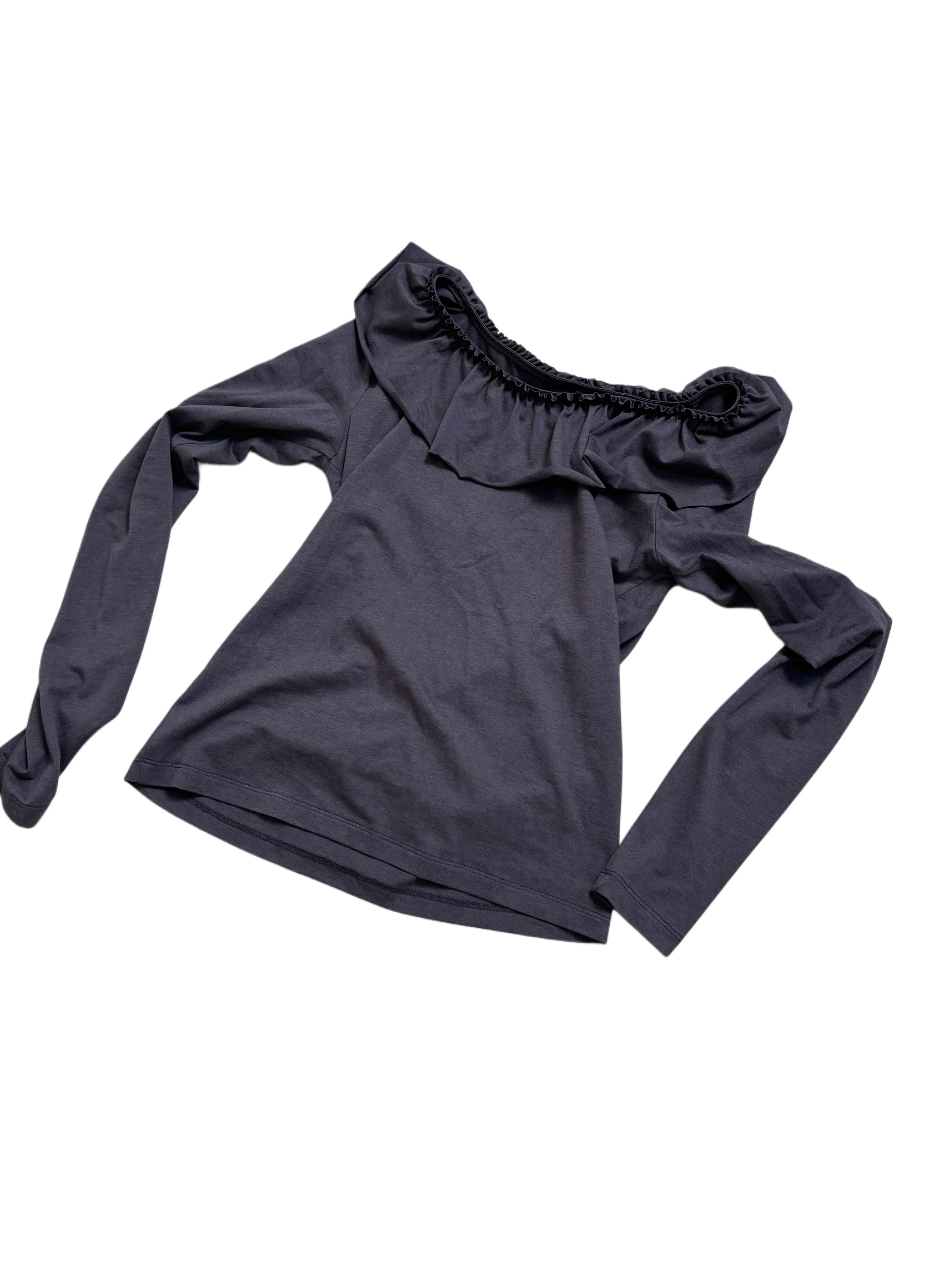 Frill tencel t-shirt(Charcoal)