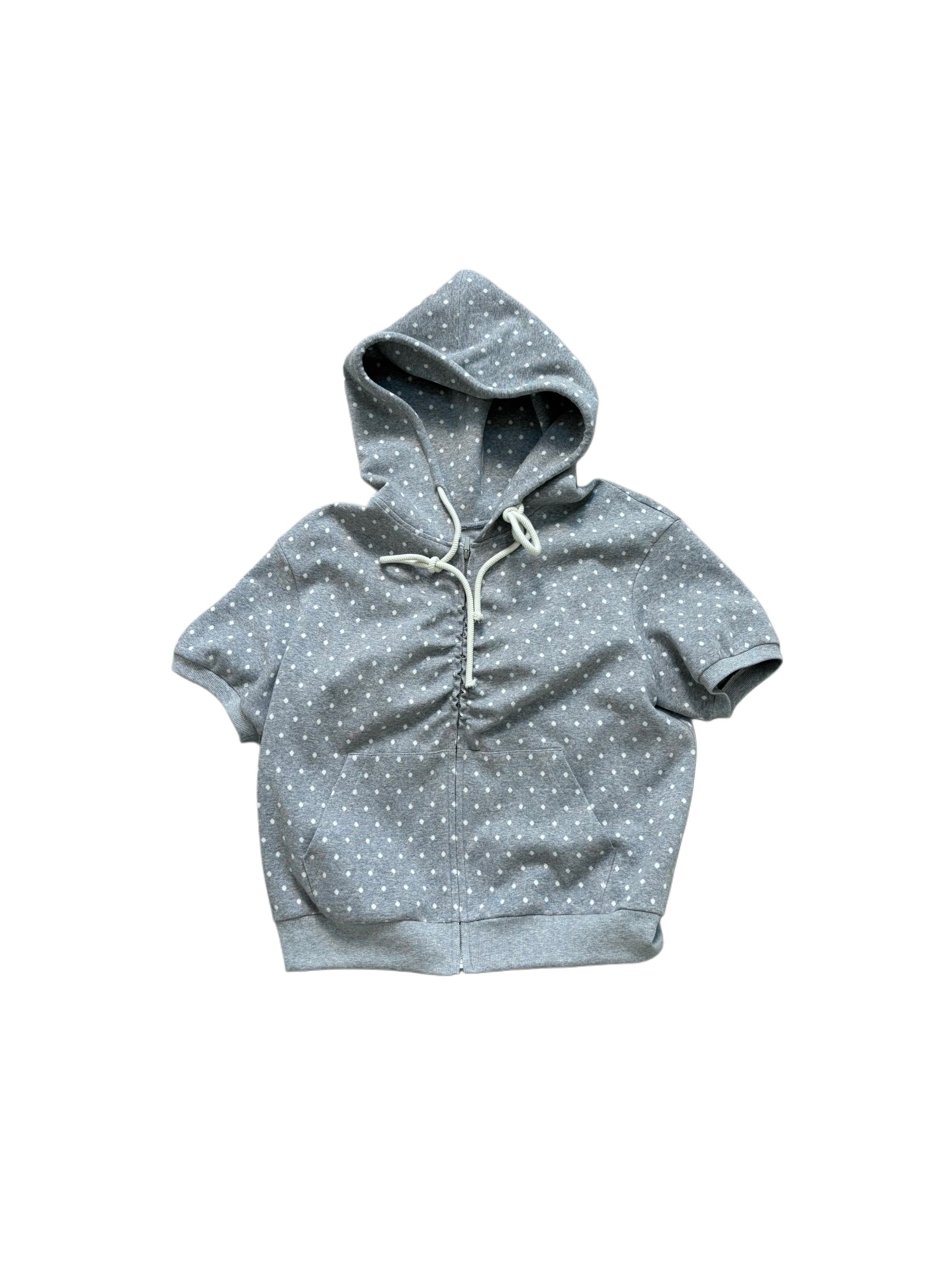 Dot half hood zip-up