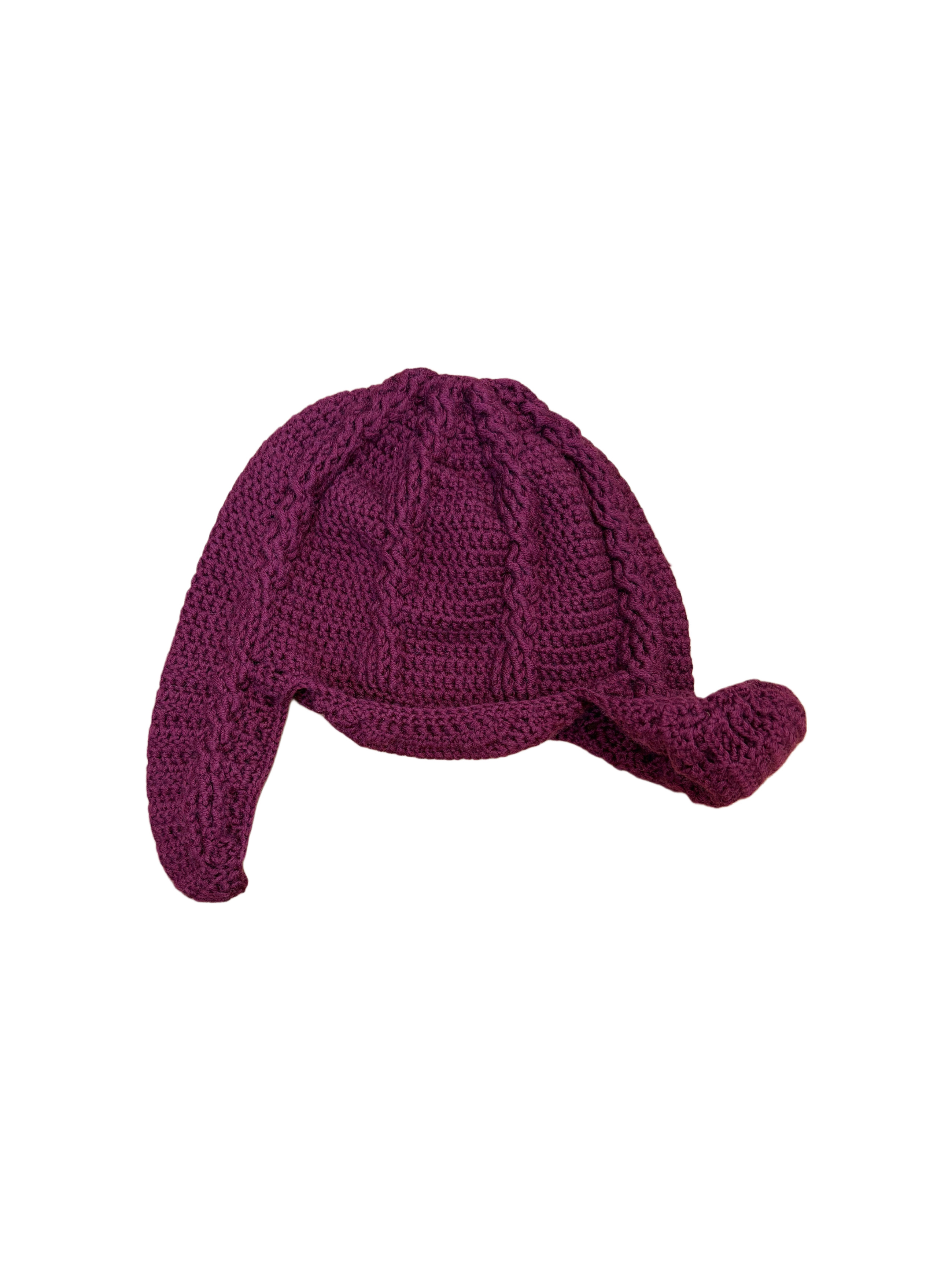 Cable earflap hat(Bordeaux)
