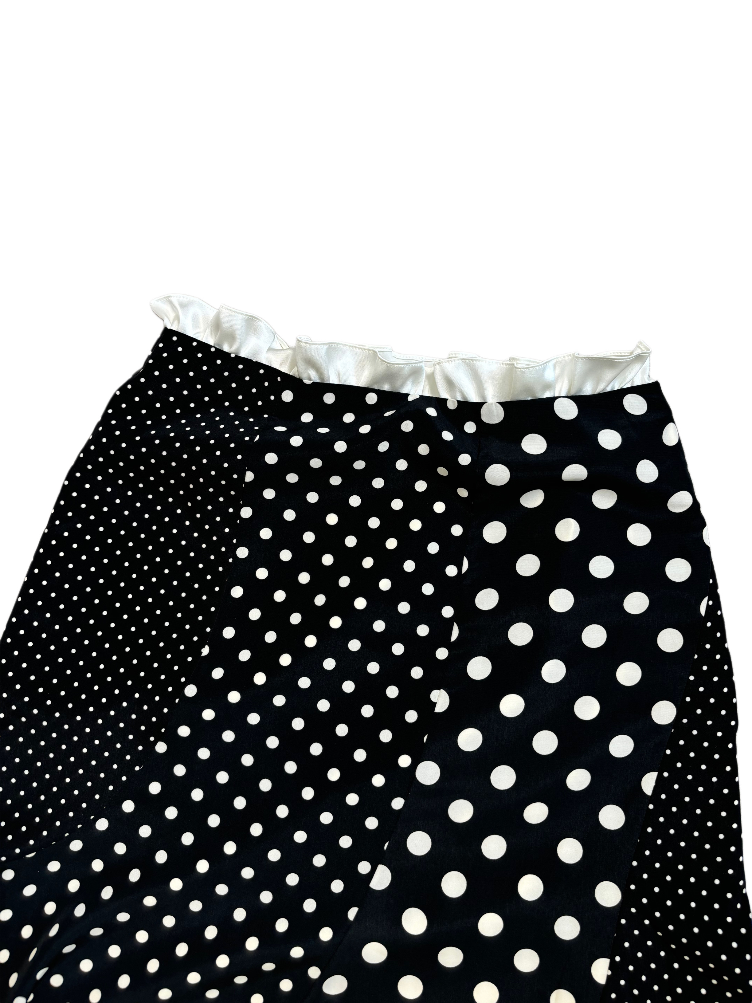 Dot patchwork frill skirt(Black)