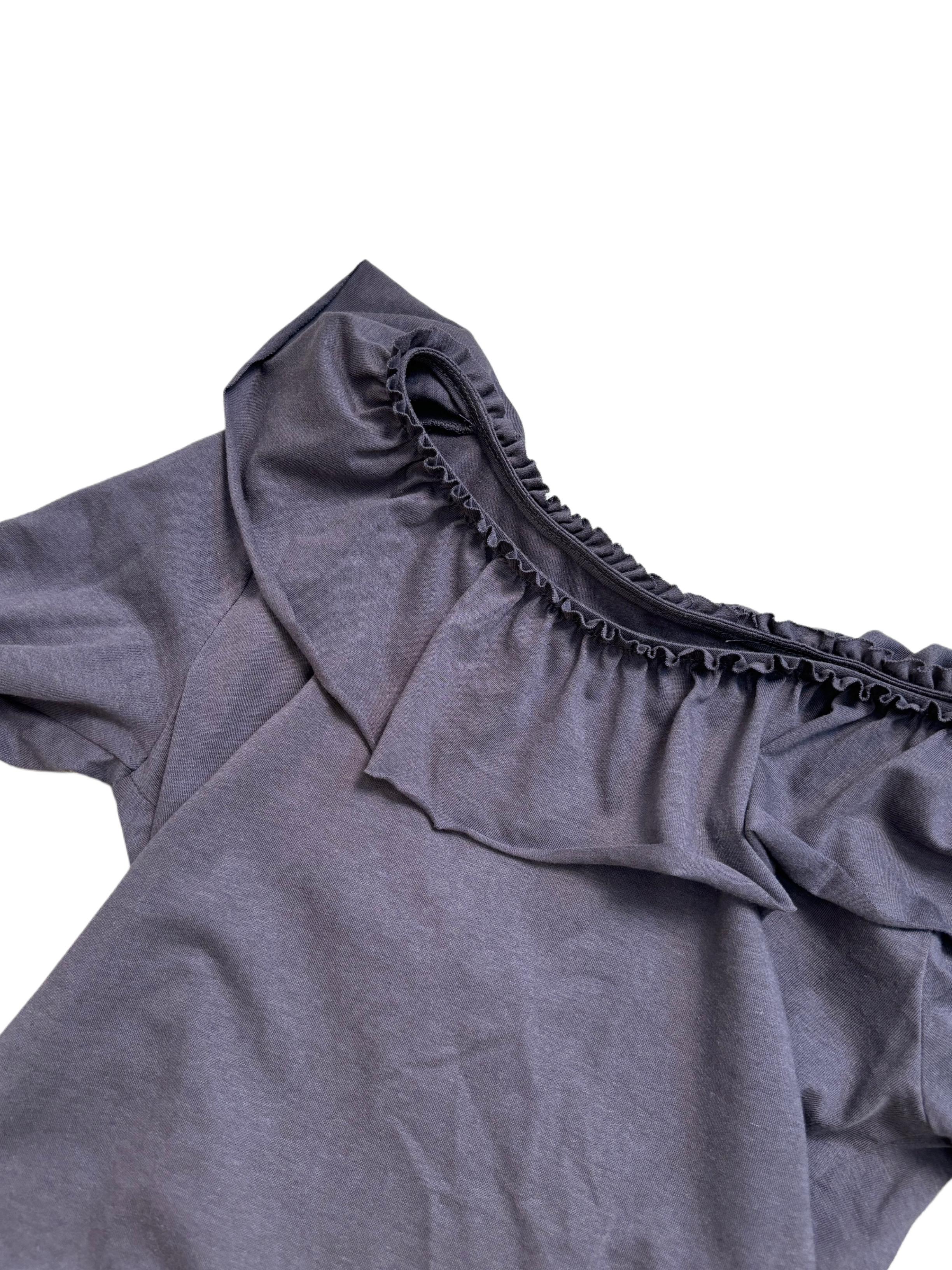 Frill tencel t-shirt(Charcoal)