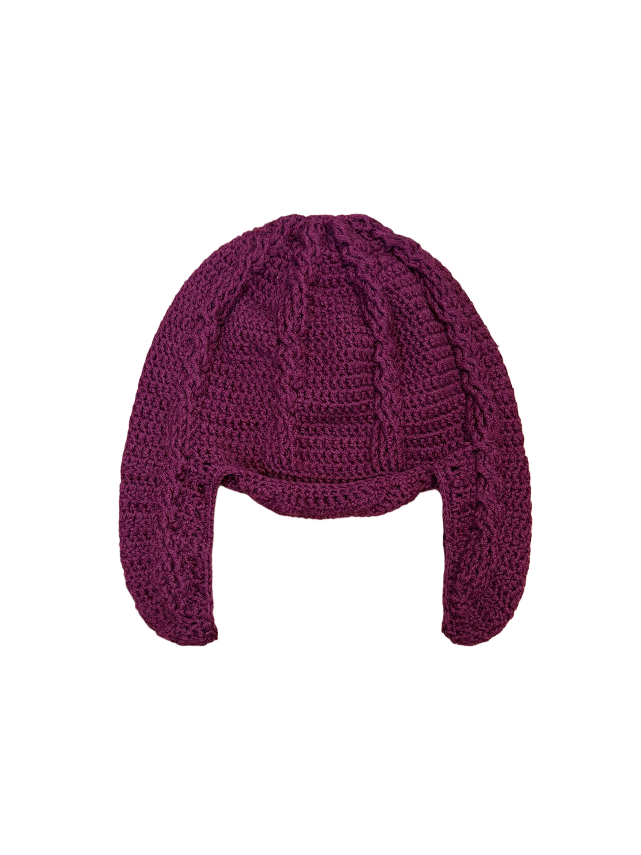 Cable earflap hat(Bordeaux)