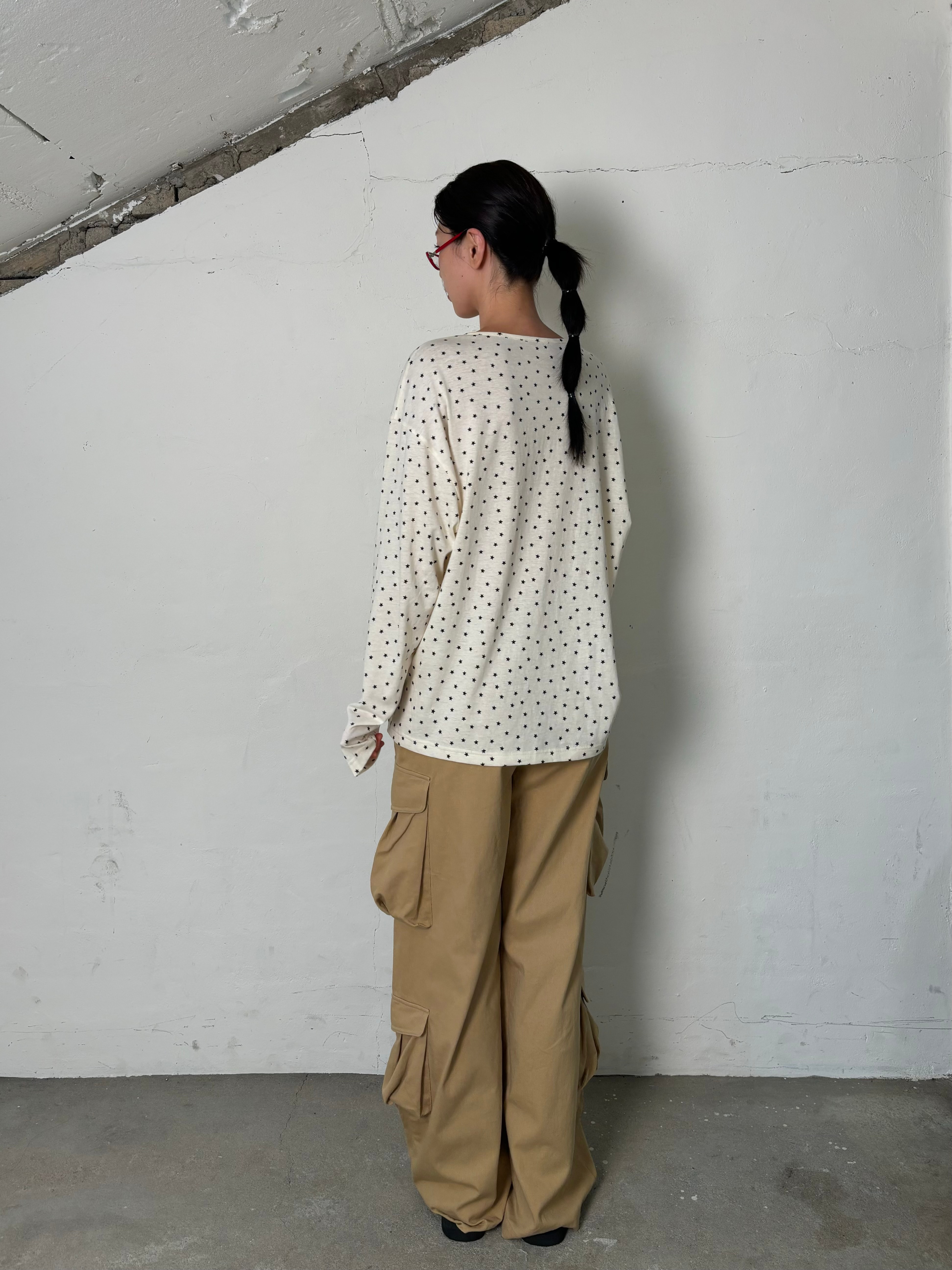 Pattern button t-shirts(Ivory)