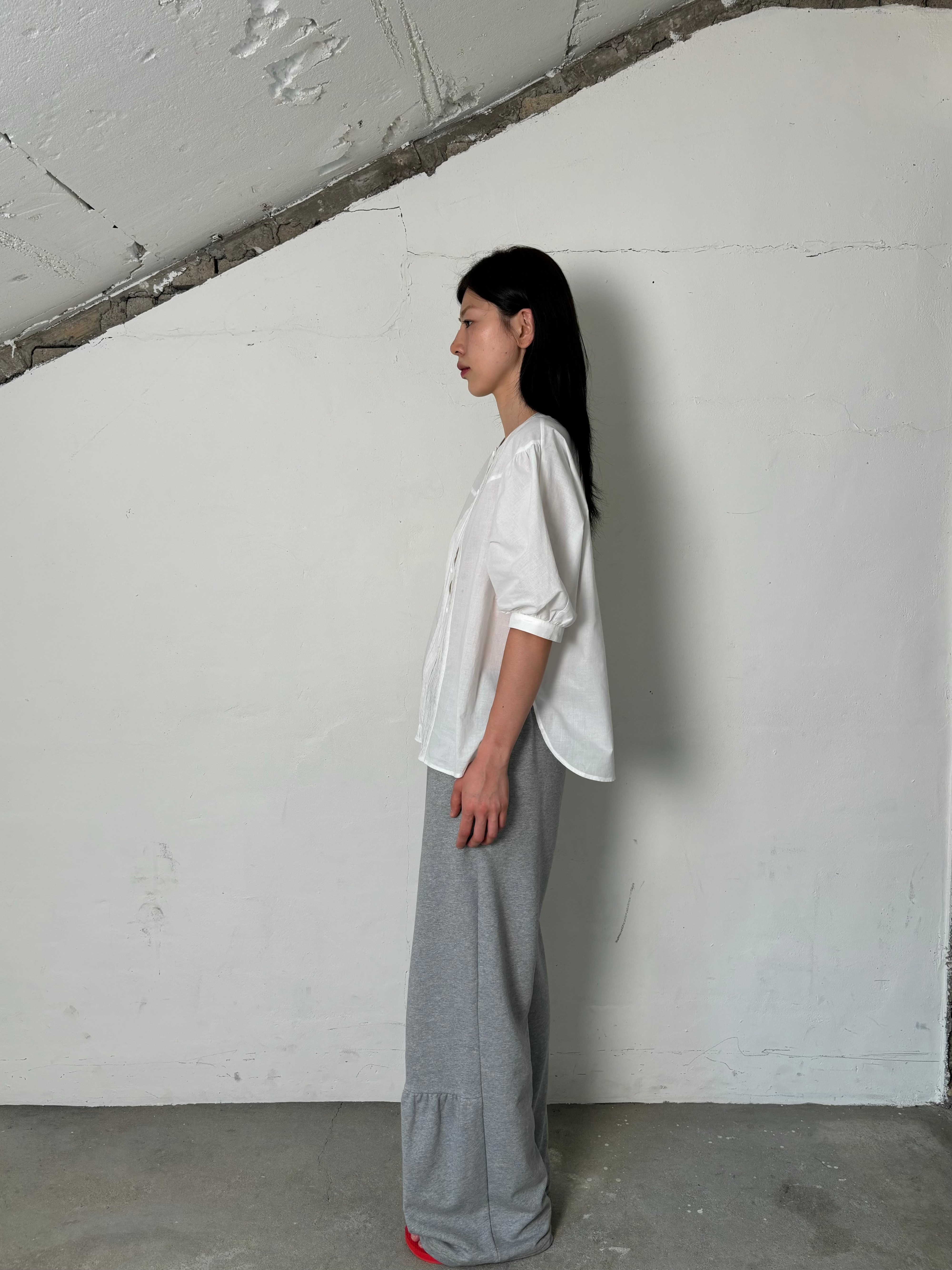 Pintuck stingray blouse