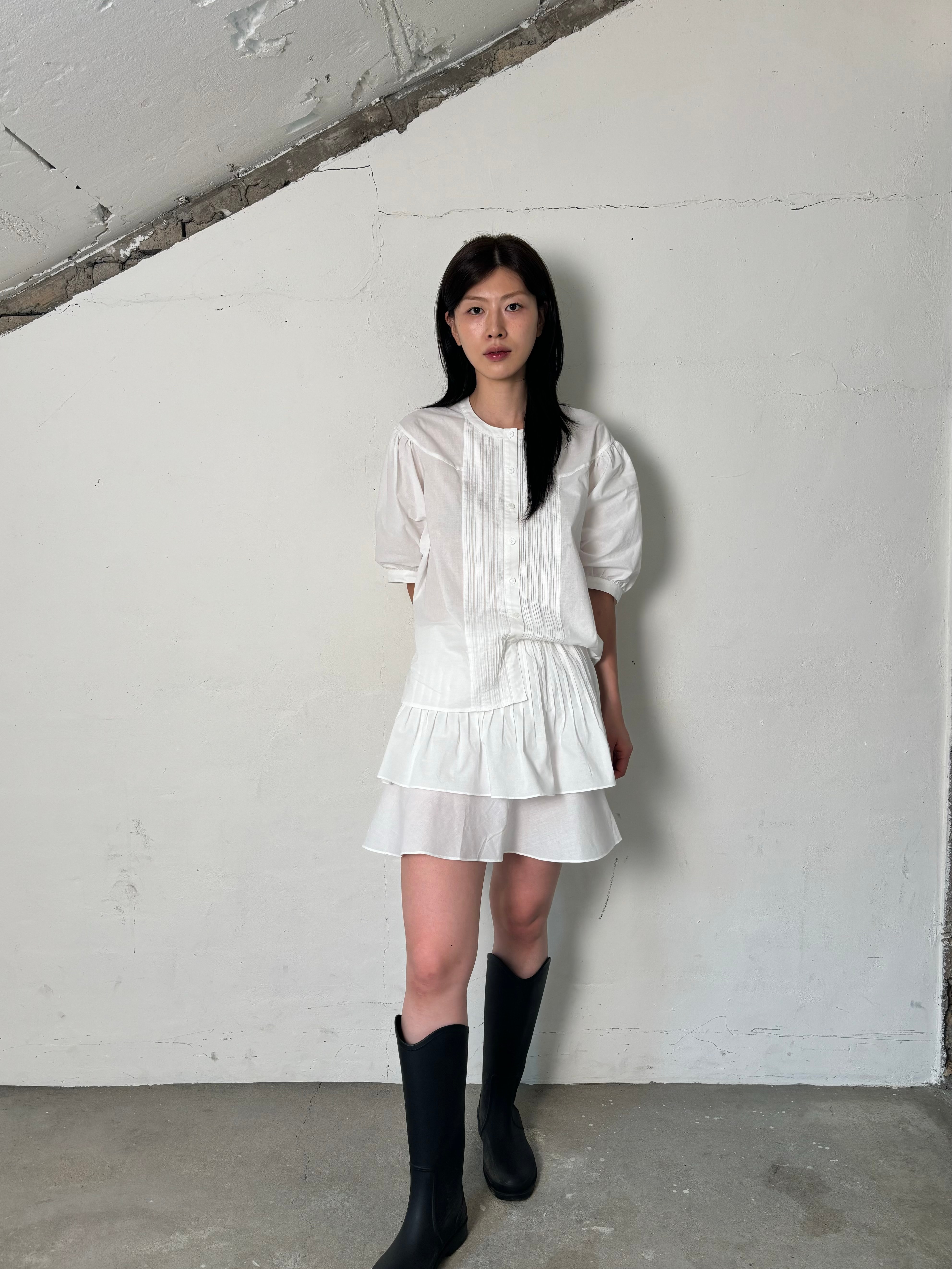 Pintuck layered skirt