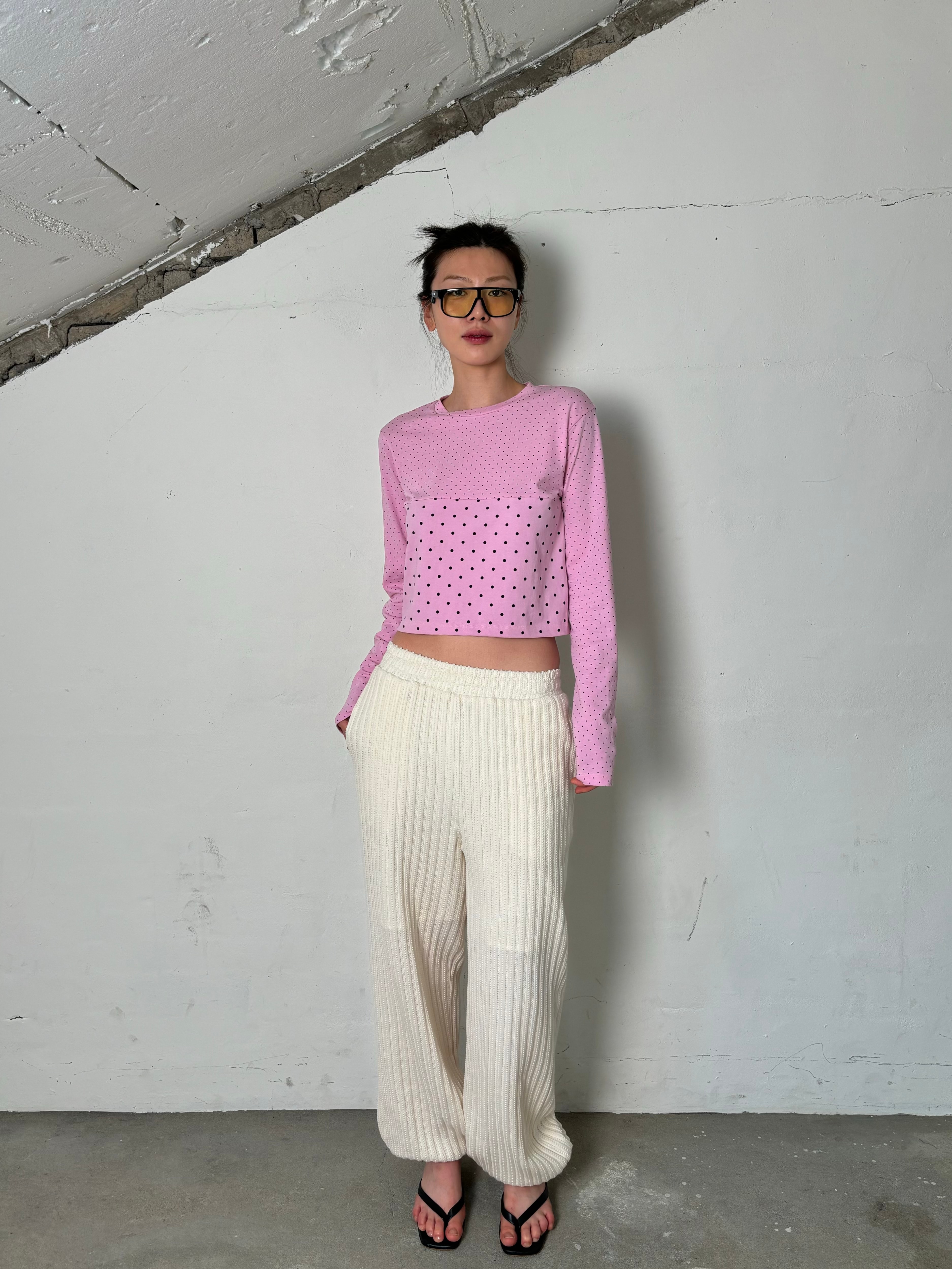 Dot mix long sleeveless(Pink)