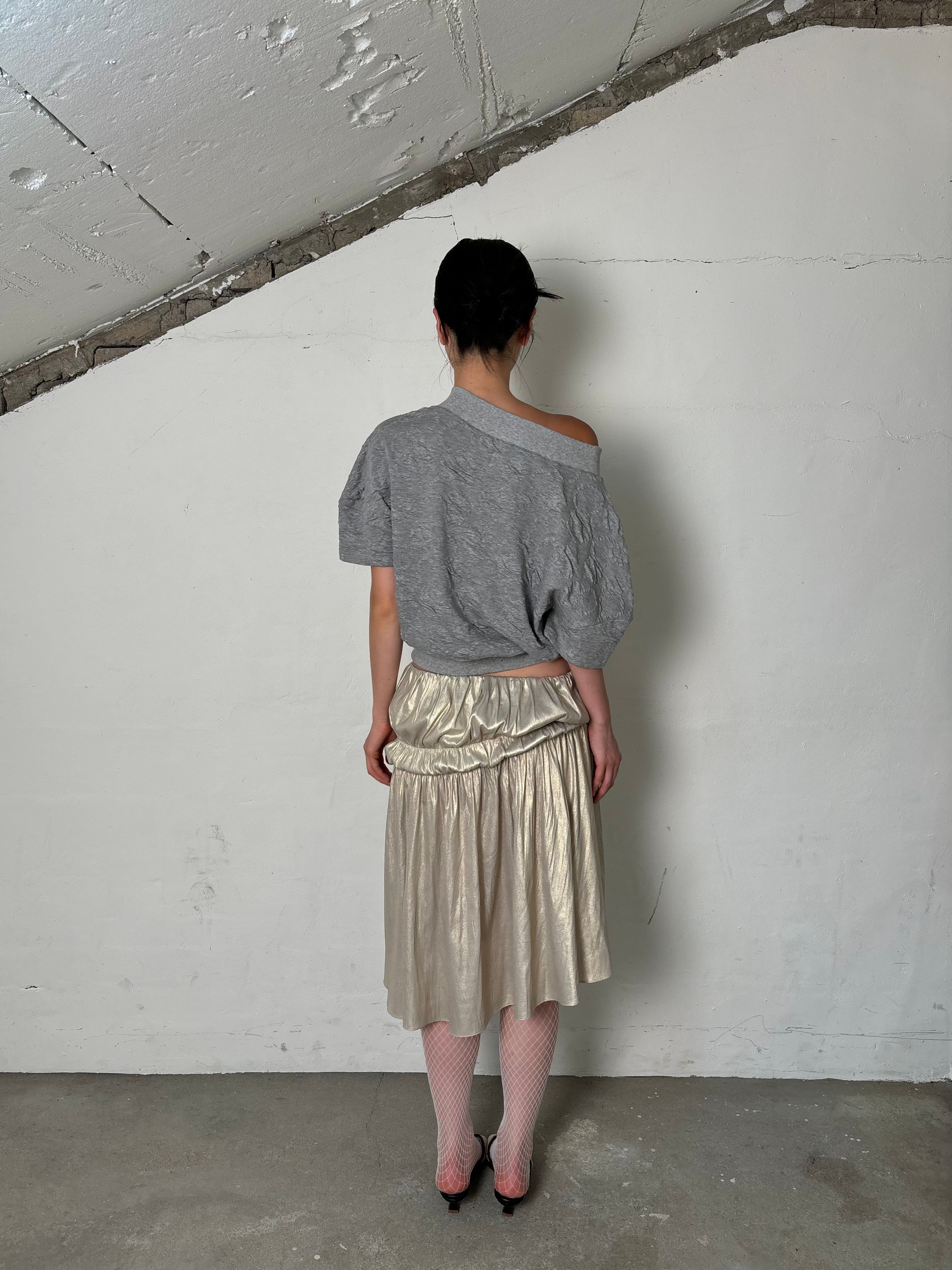 Dot embo unbalance sweatshirts(Grey)