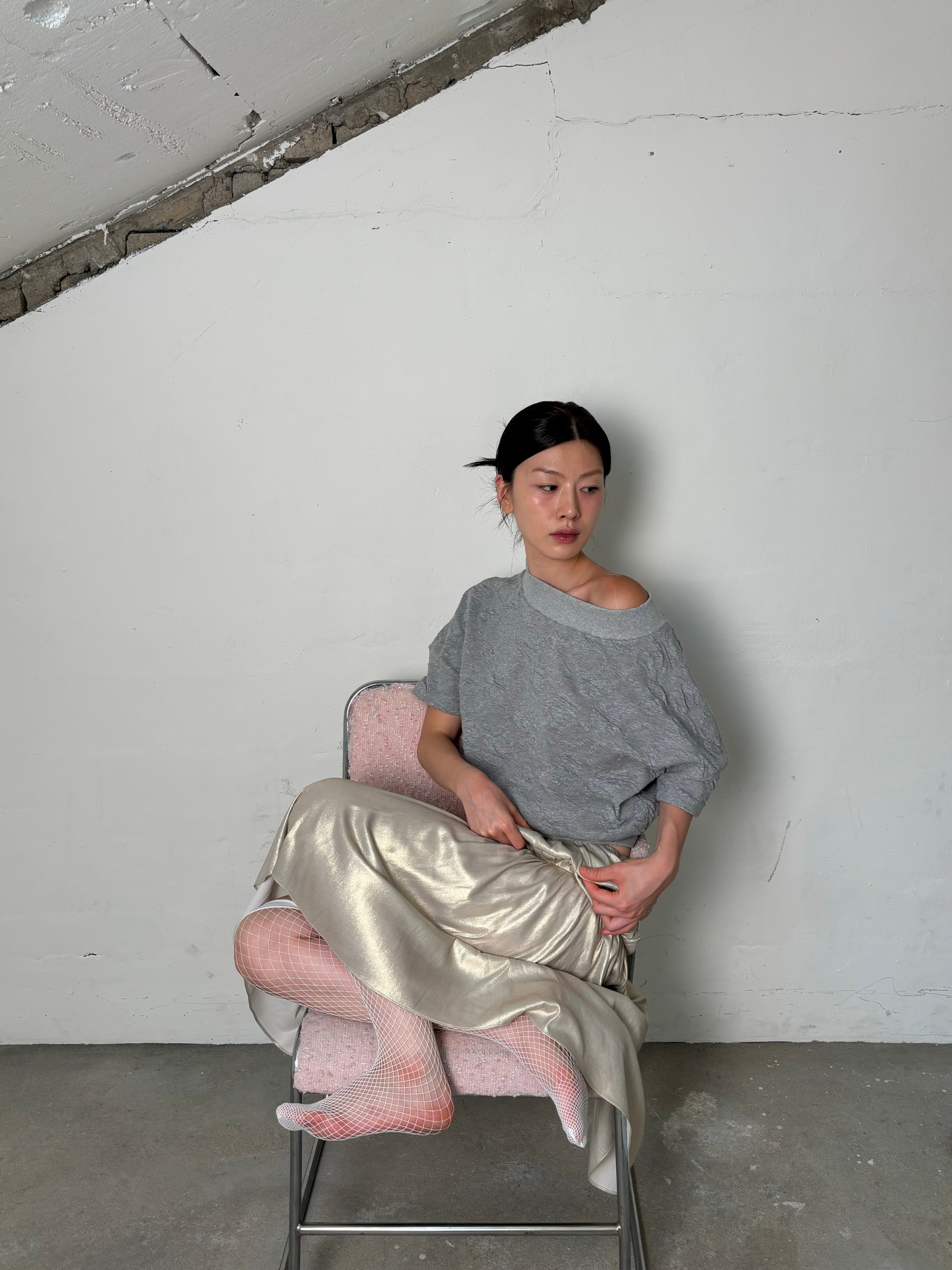 Shirring banding skirt(Gold)