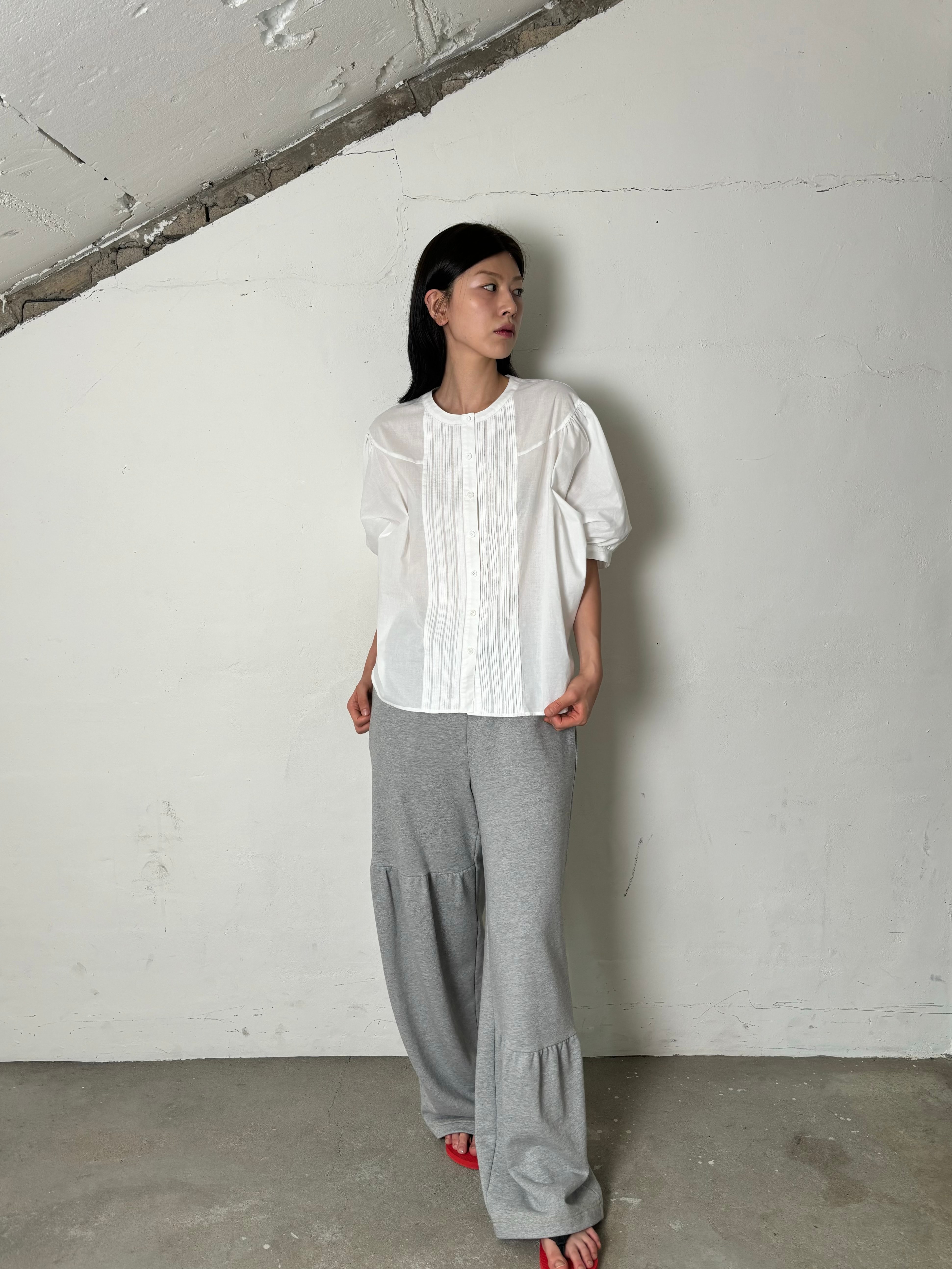 Pintuck stingray blouse