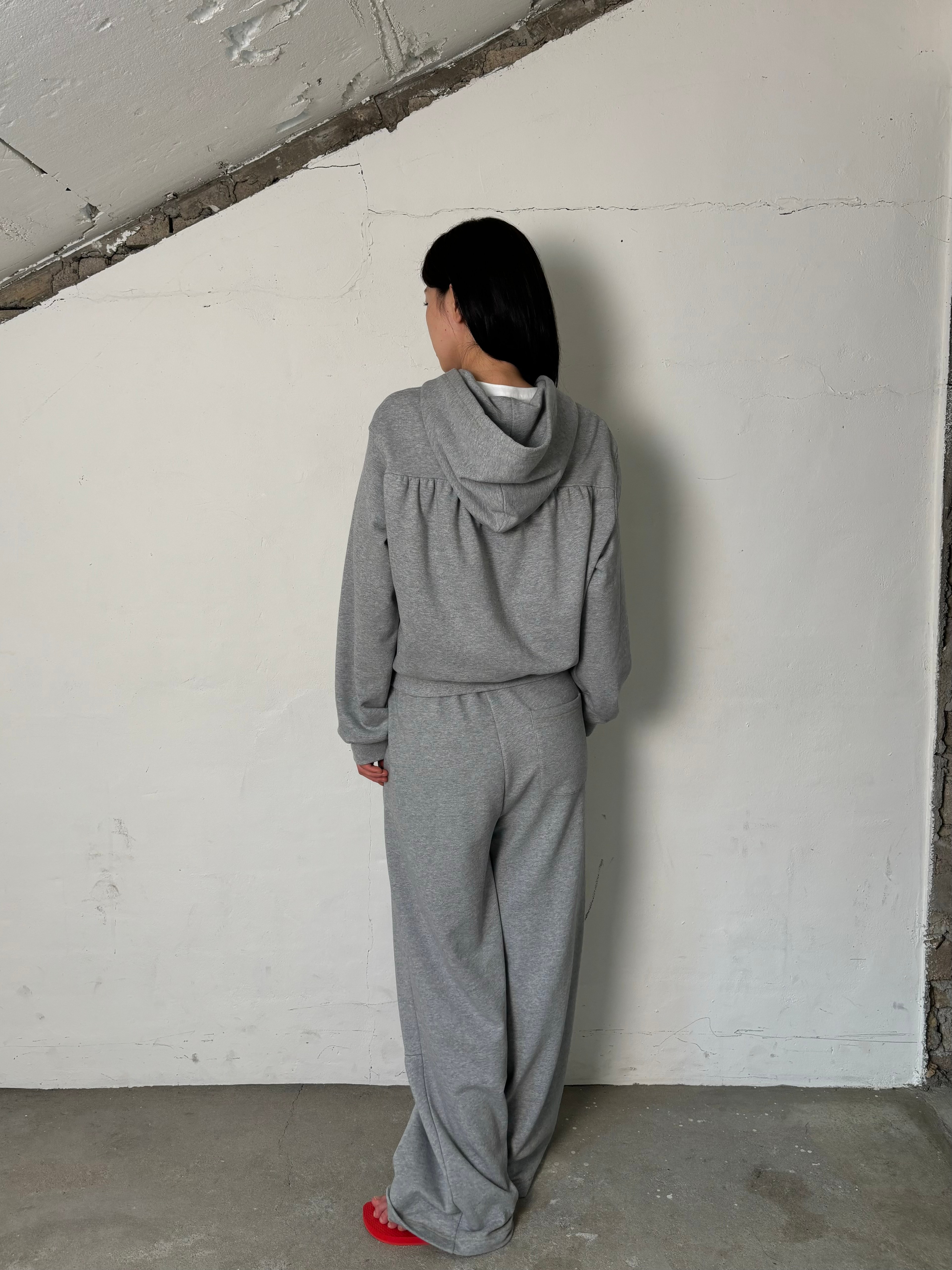 Shirring unbalance sweatpants