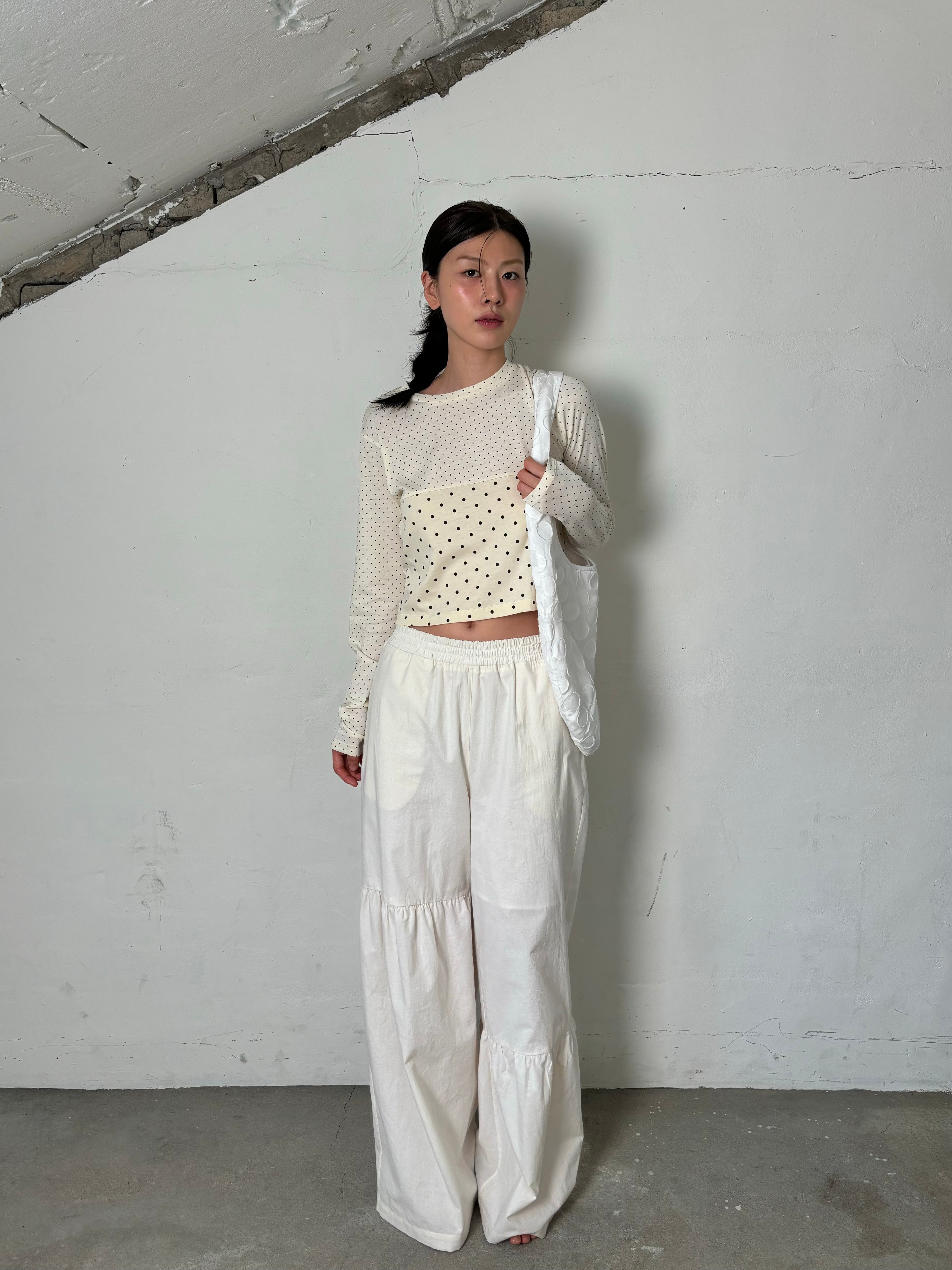 Dot mix long sleeveless(Ivory)