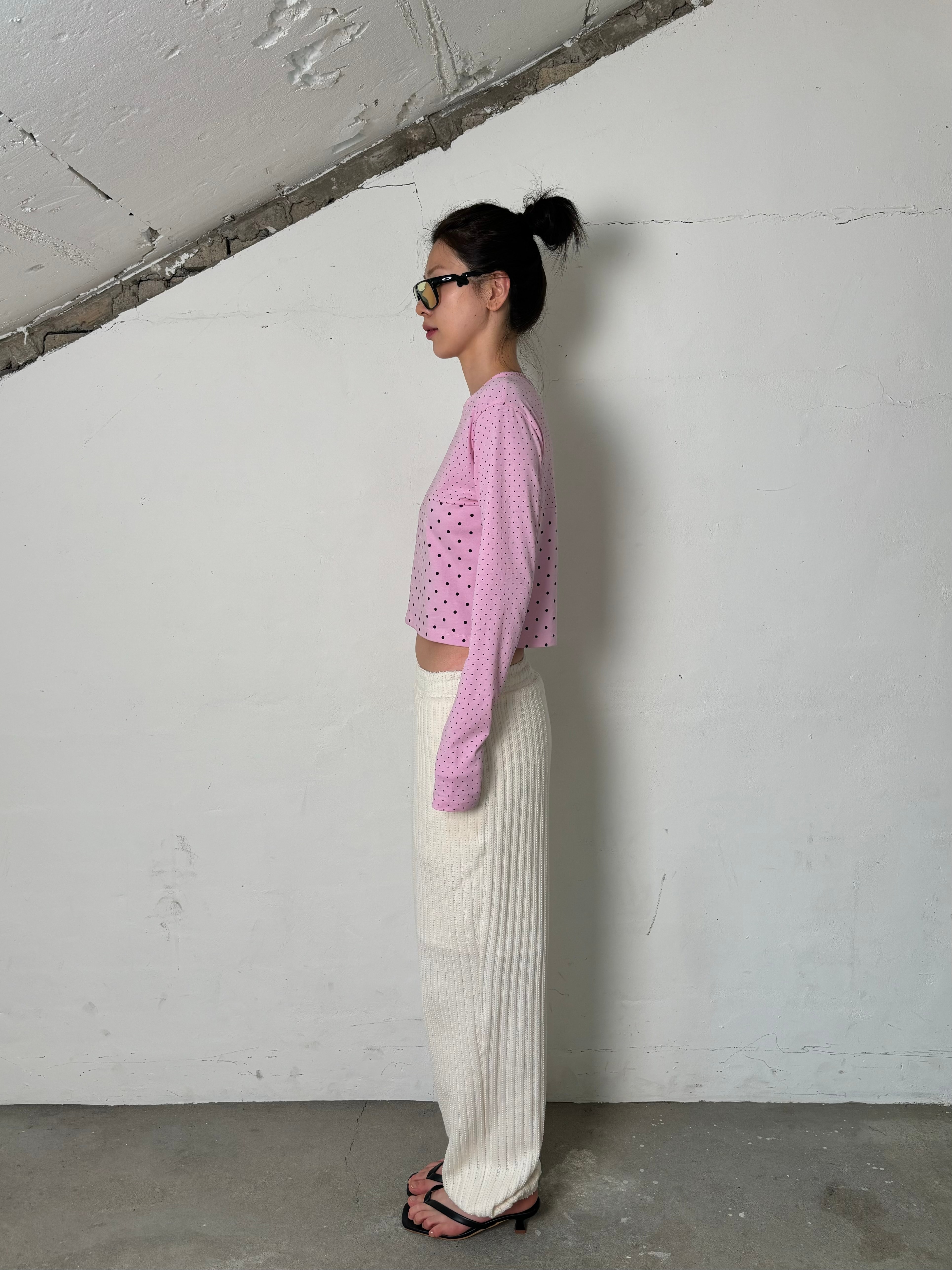 Dot mix long sleeveless(Pink)