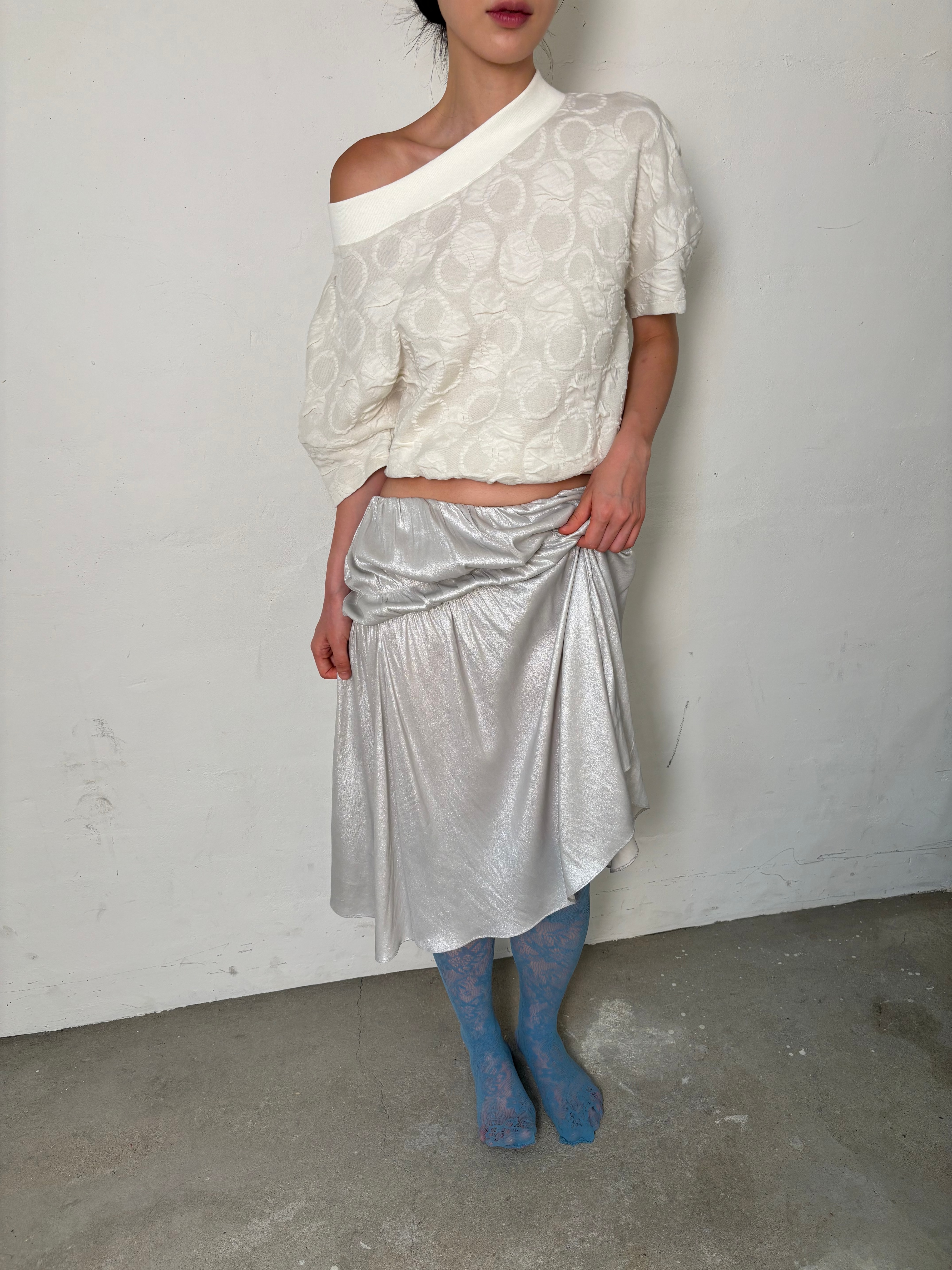 Shirring banding skirt(Silver)