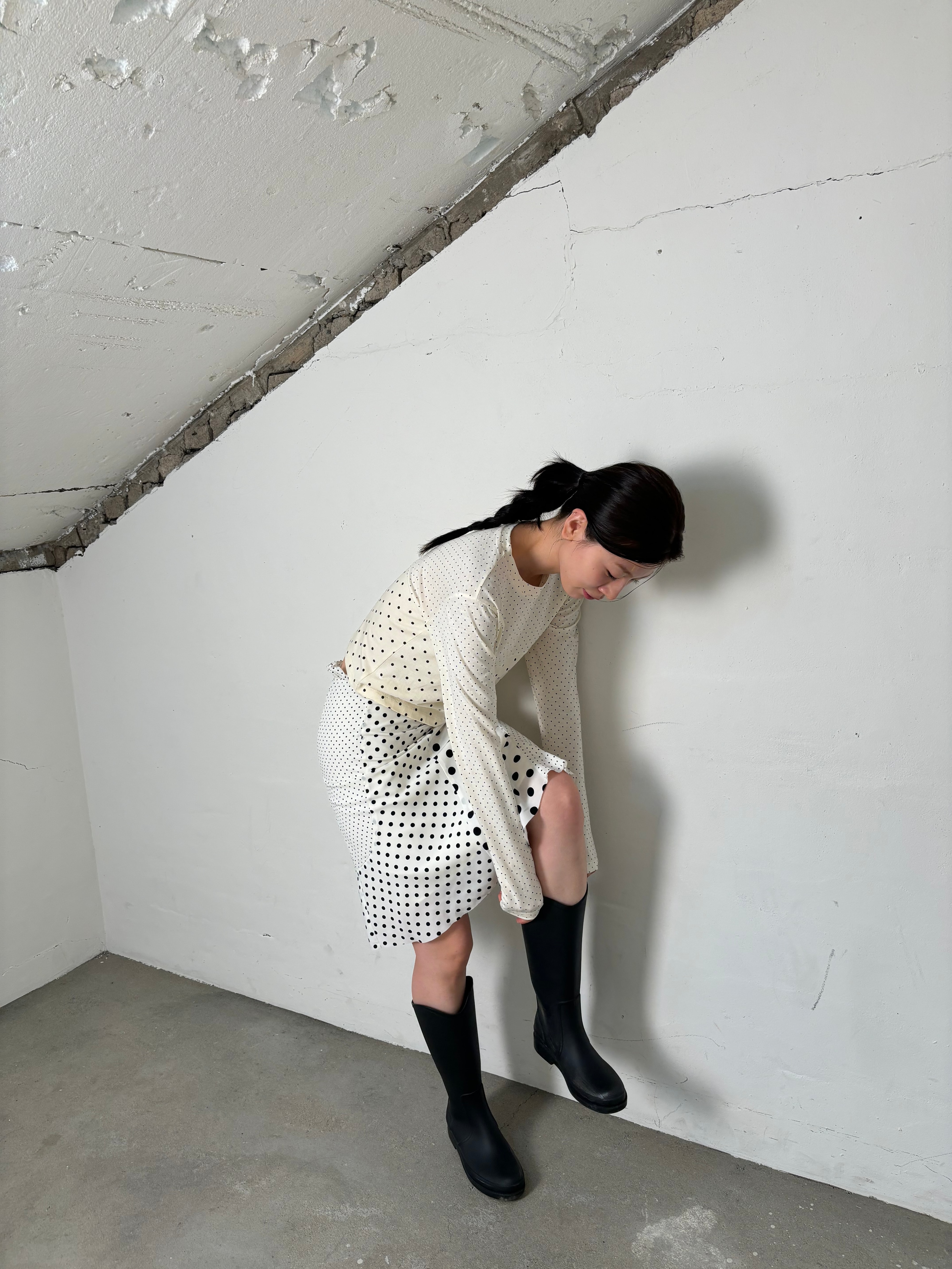Dot mix long sleeveless(Ivory)