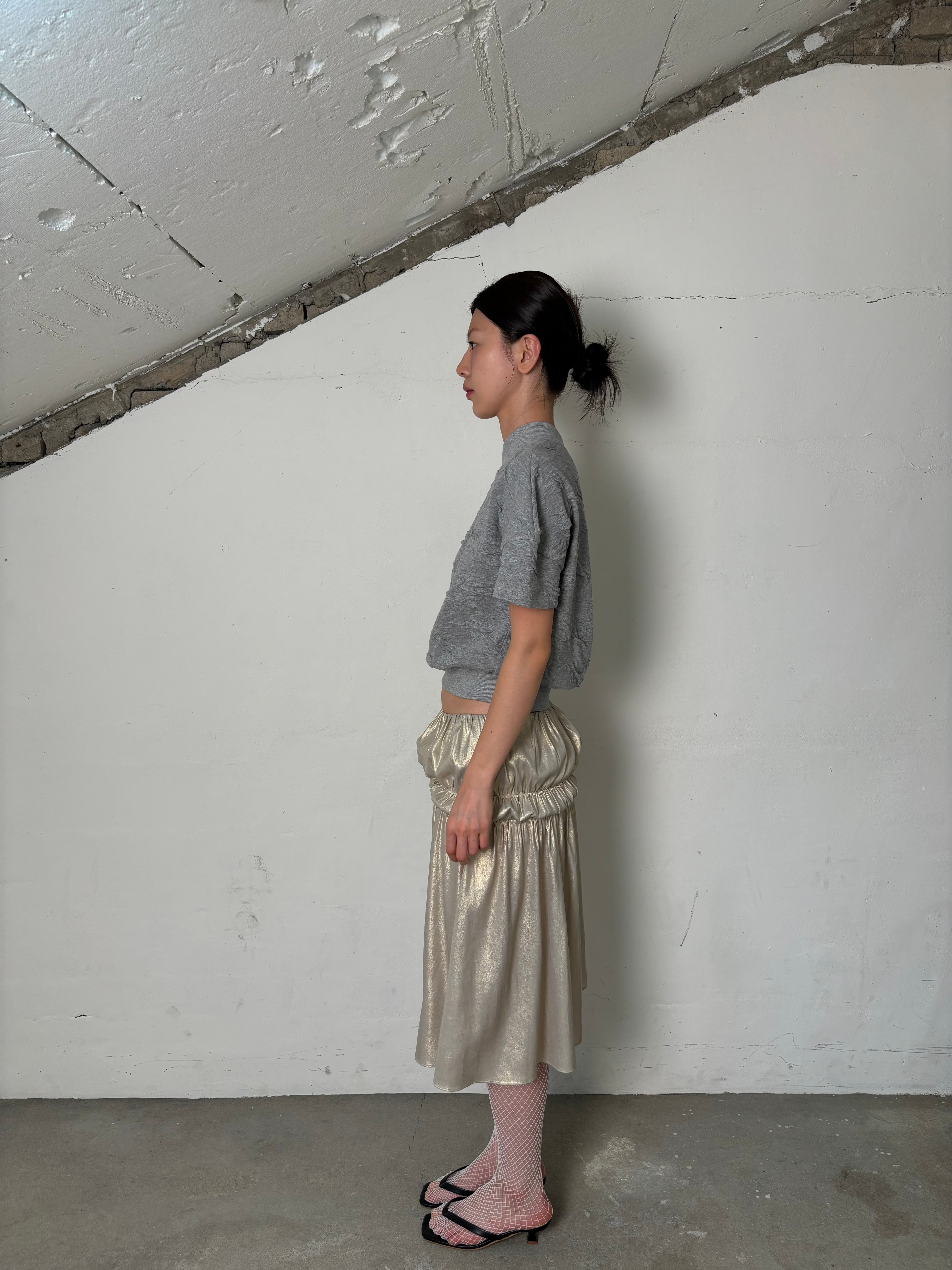Dot embo unbalance sweatshirts(Grey)