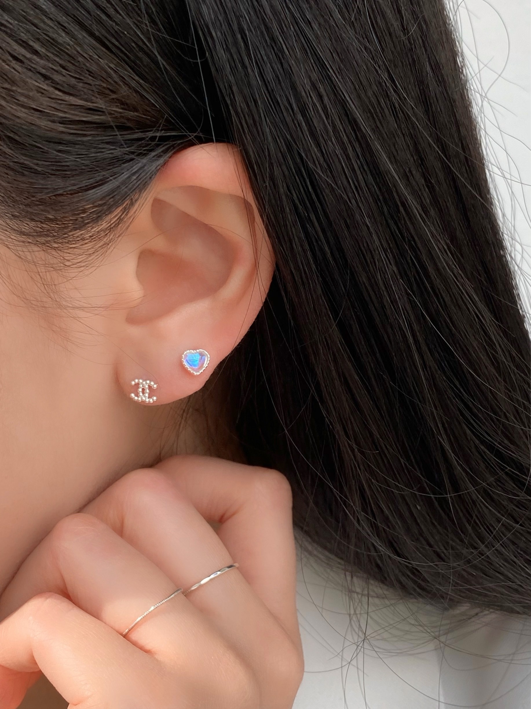Opal Heart Earring