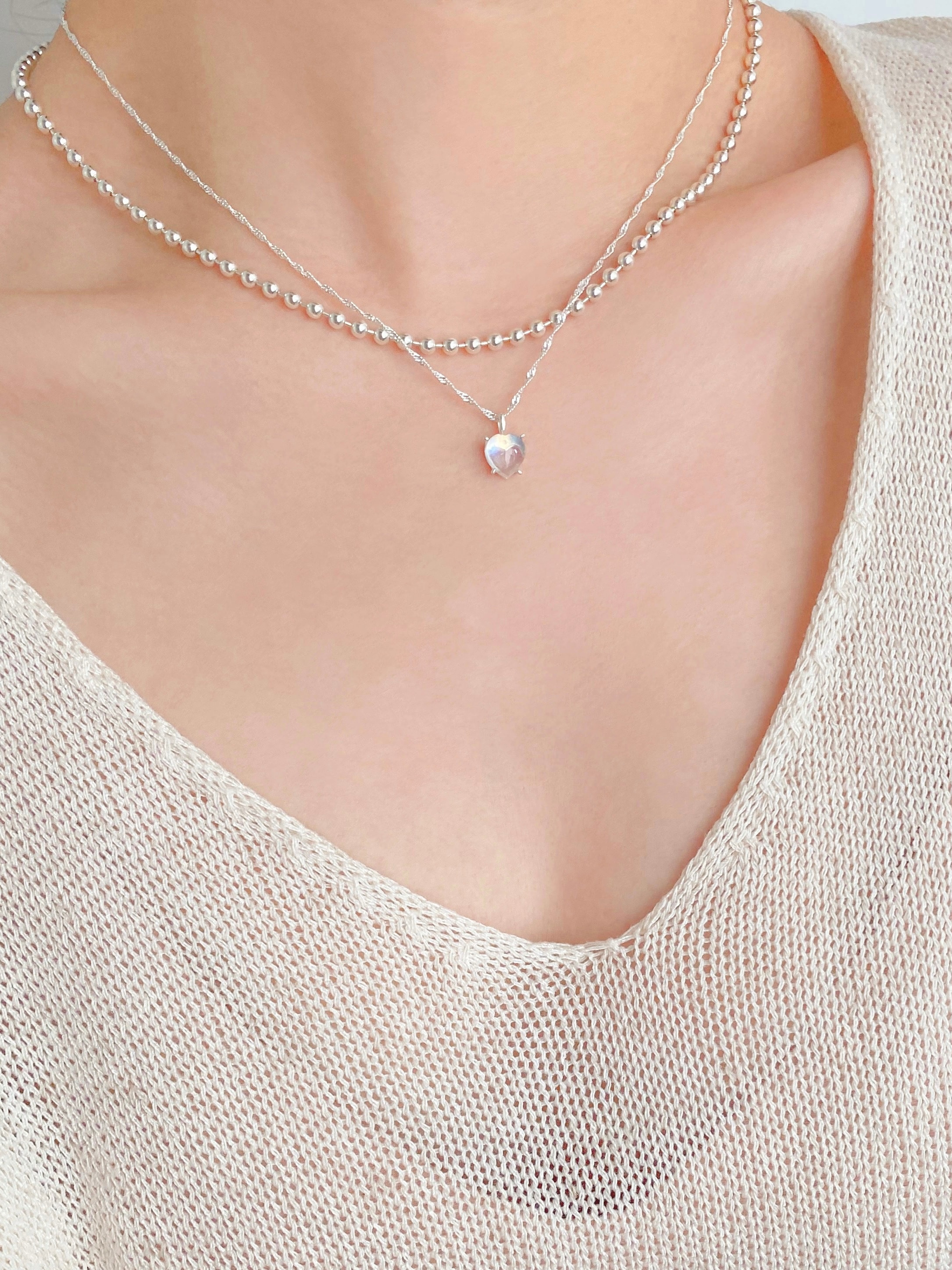 Moonstone Heart Necklace