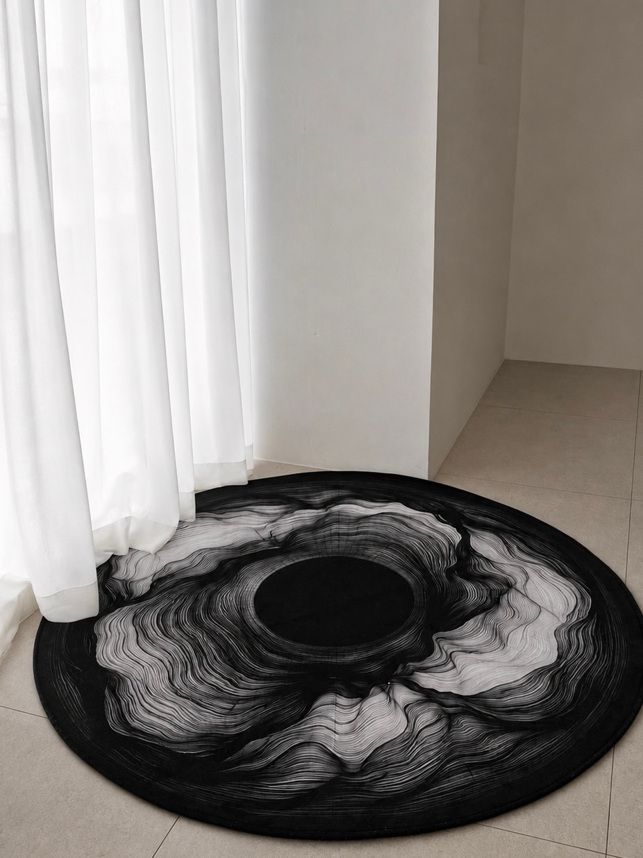 모노 플로우 Mono Flow 실크 극세사 사계절 러그  - 원형러그(120x120cm)