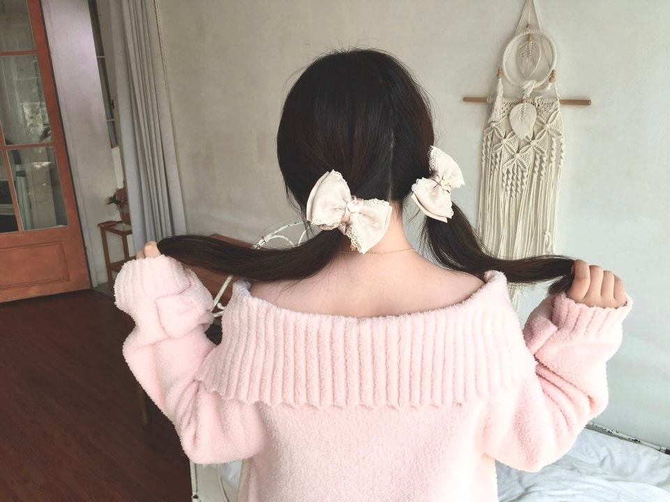라떼베이지 리본 슈슈 스크런치