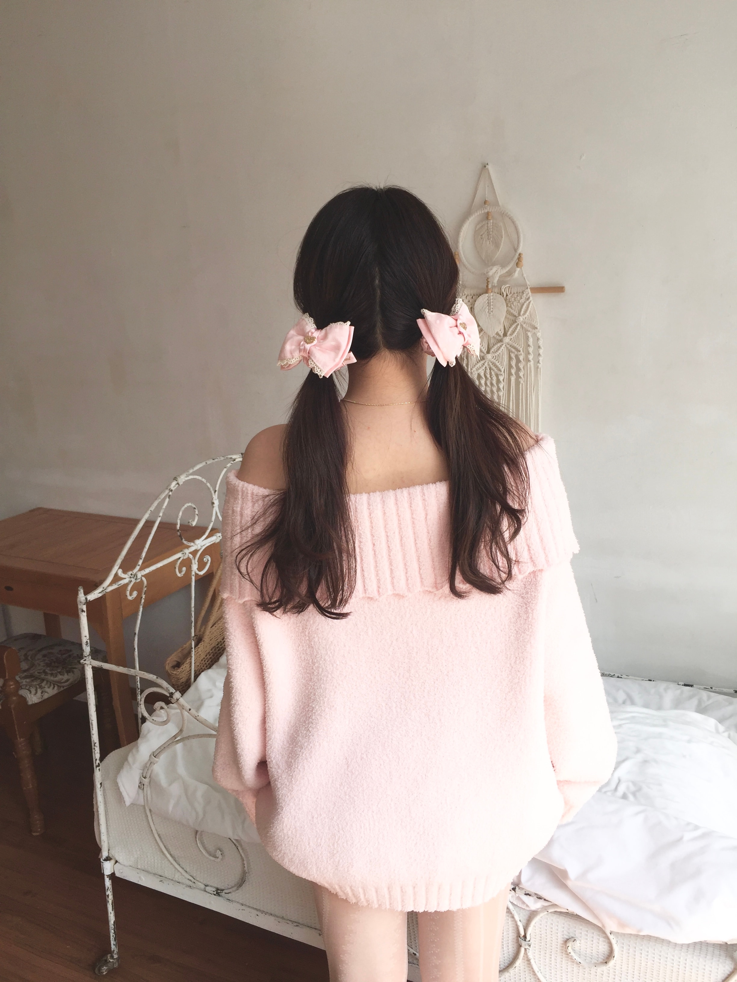 베이비핑크 리본 슈슈 스크런치