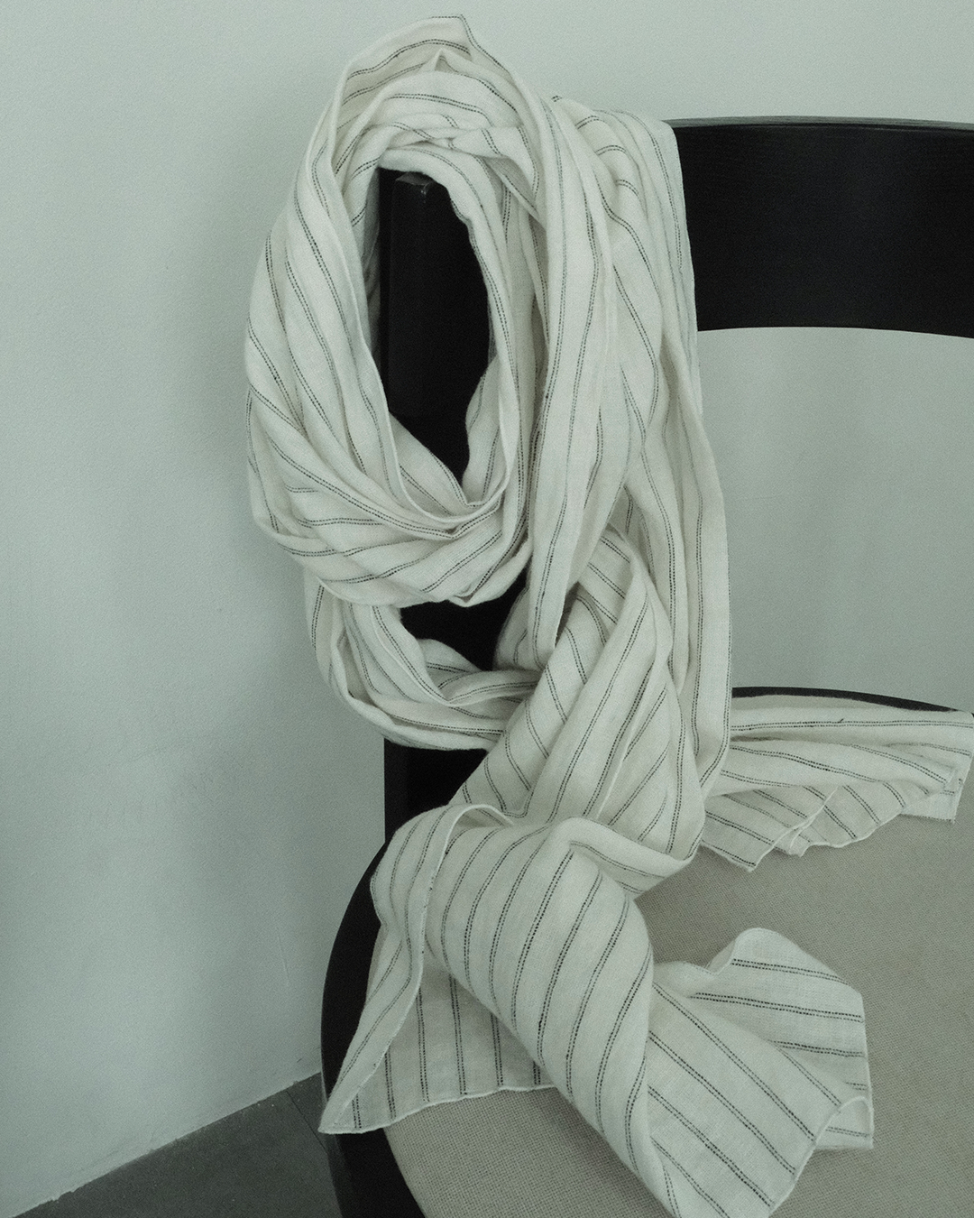 Striped Scarf, White & Black