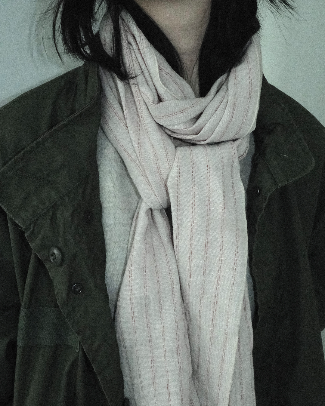 Striped Scarf, Grey & Red
