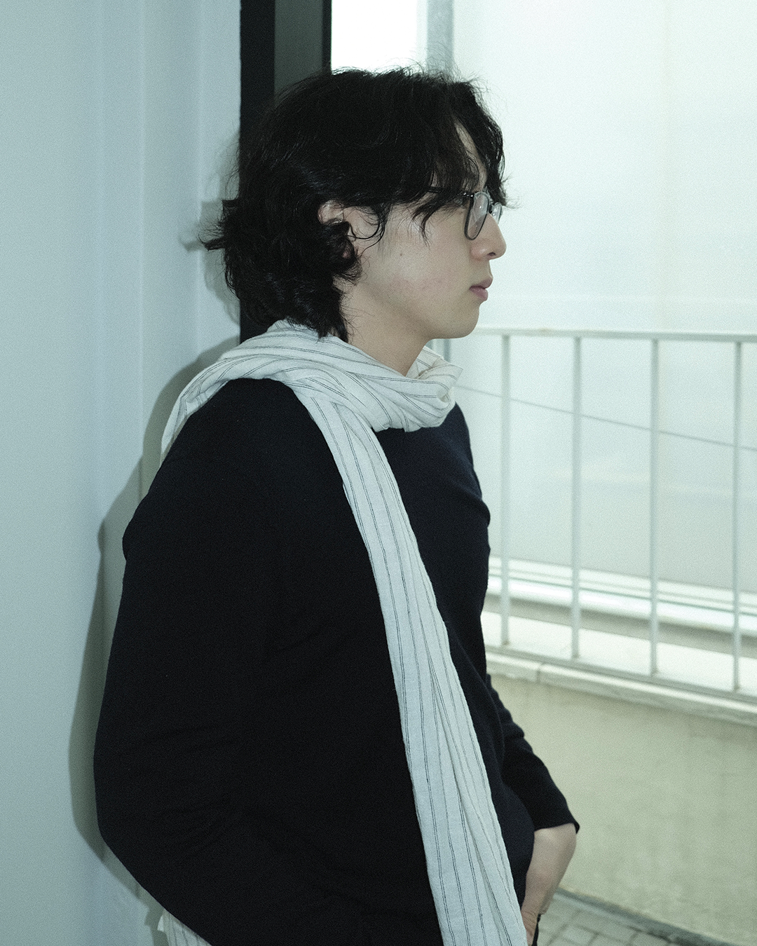 Striped Scarf, White & Black