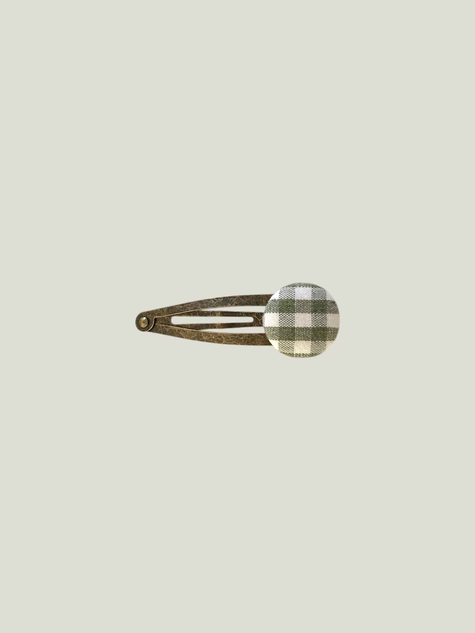 Gingham Check Hairpin - Olive green