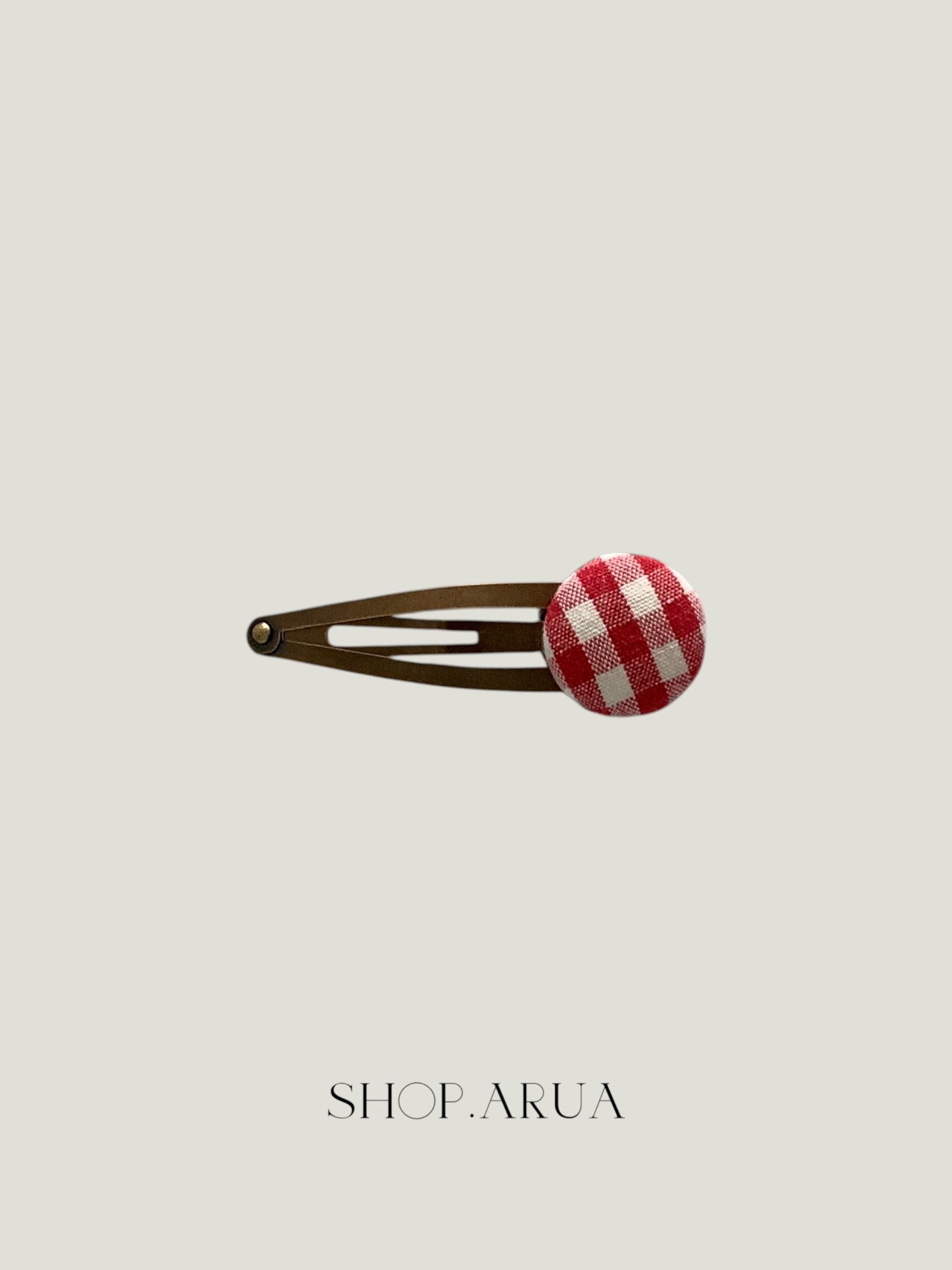 Gingham Check Hairpin - Red