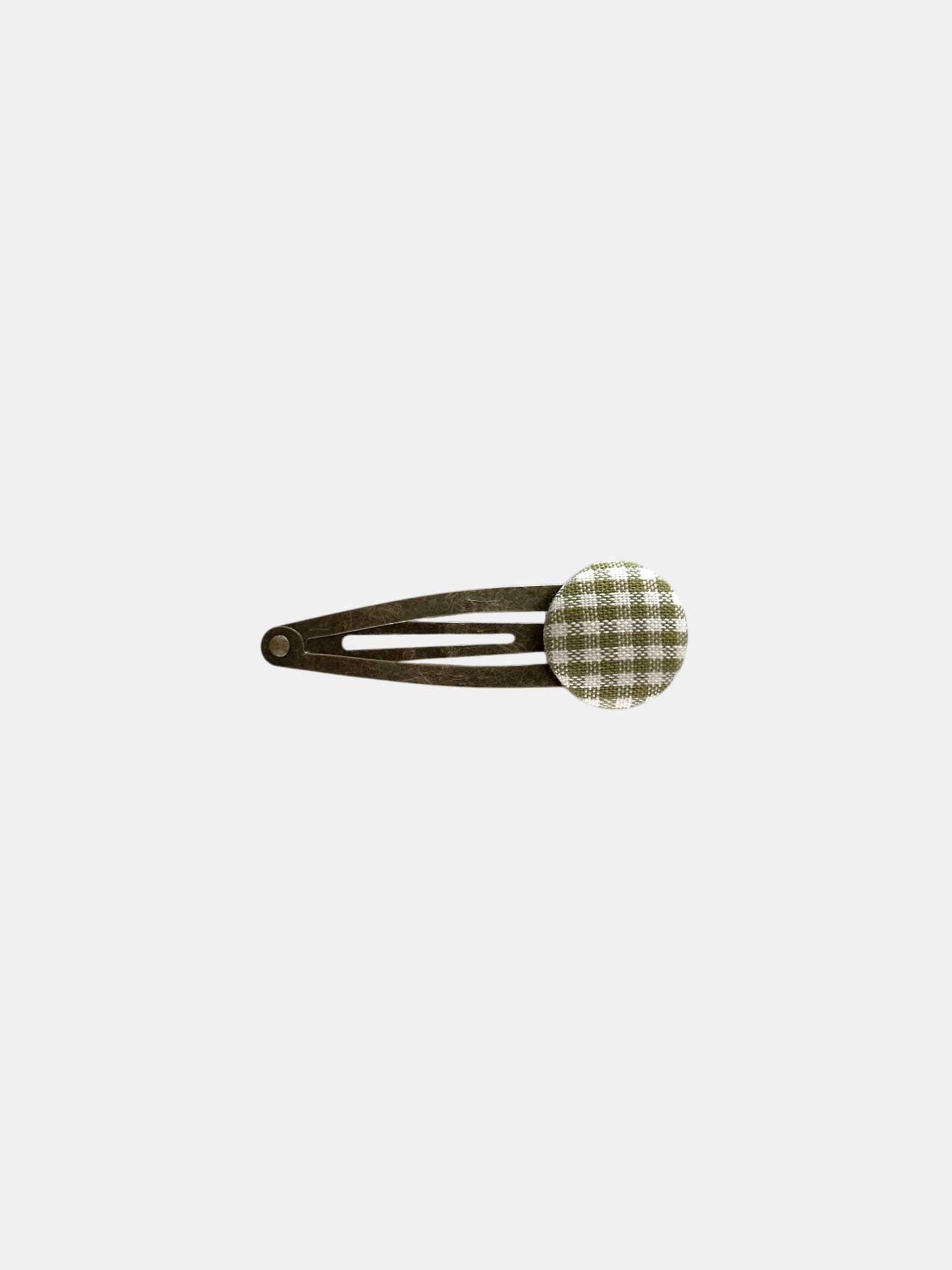 Check Button Hairpin - Olive