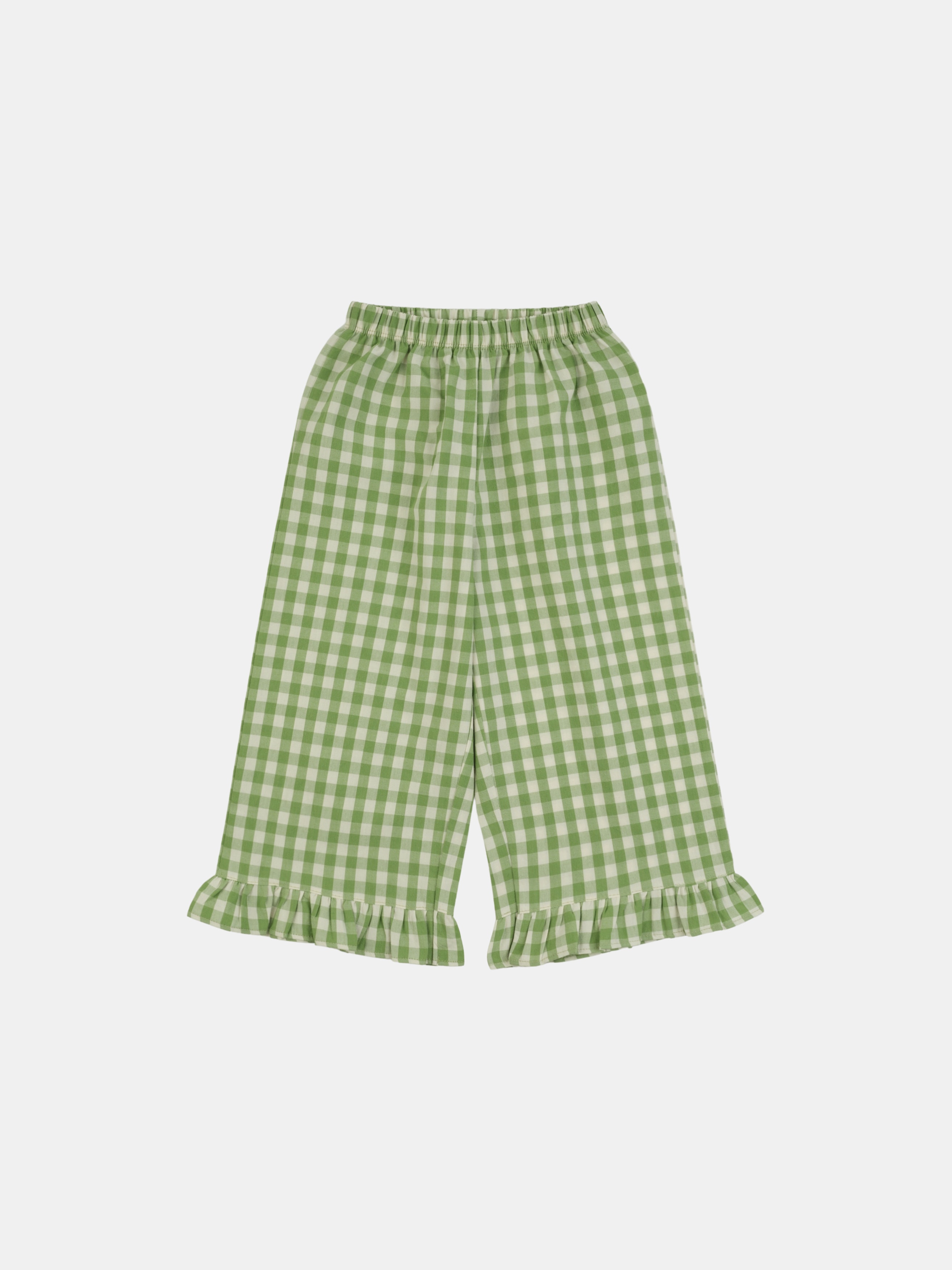 Check Frill Pants - Green