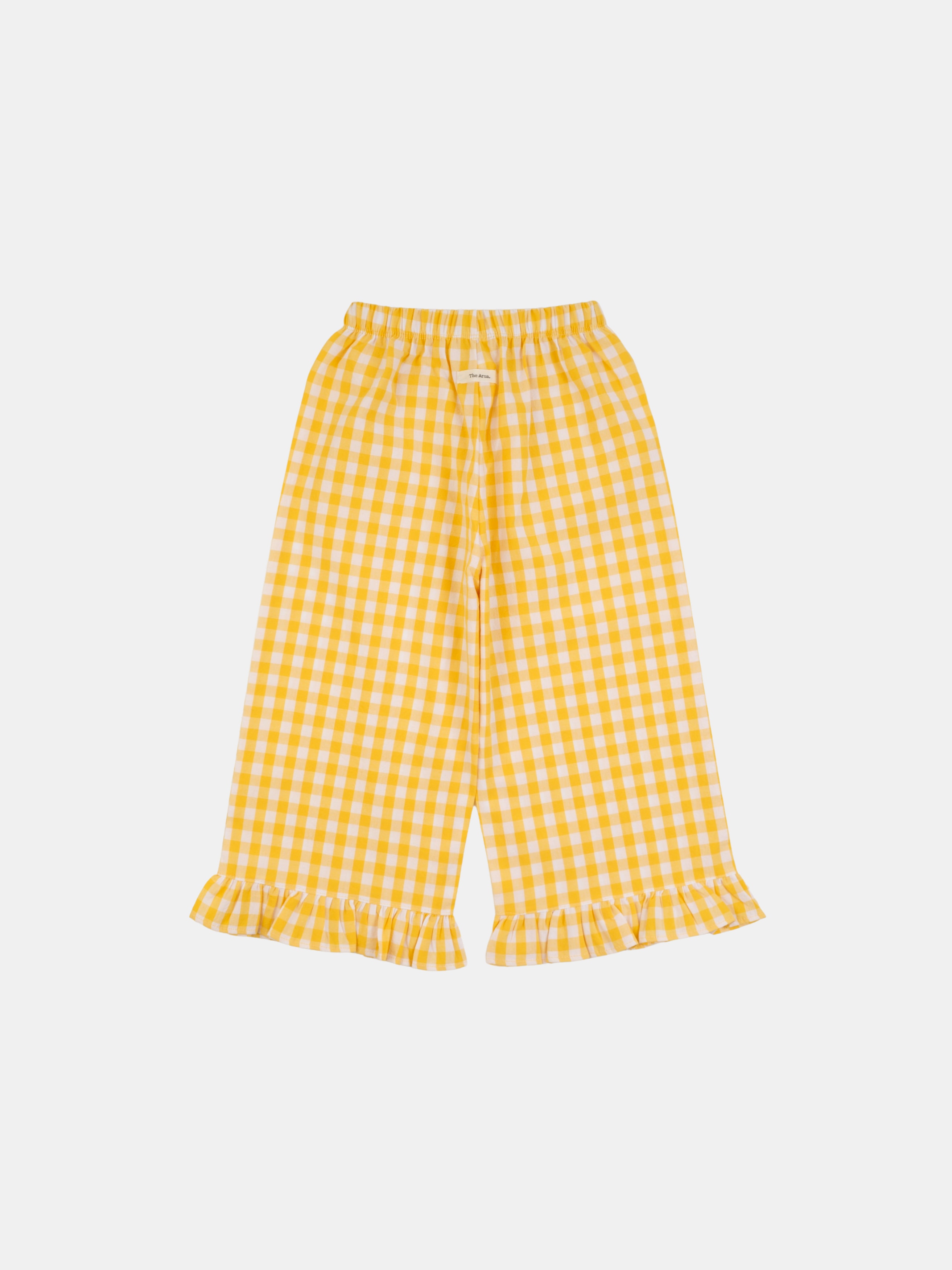 Check Frill Pants - Yellow