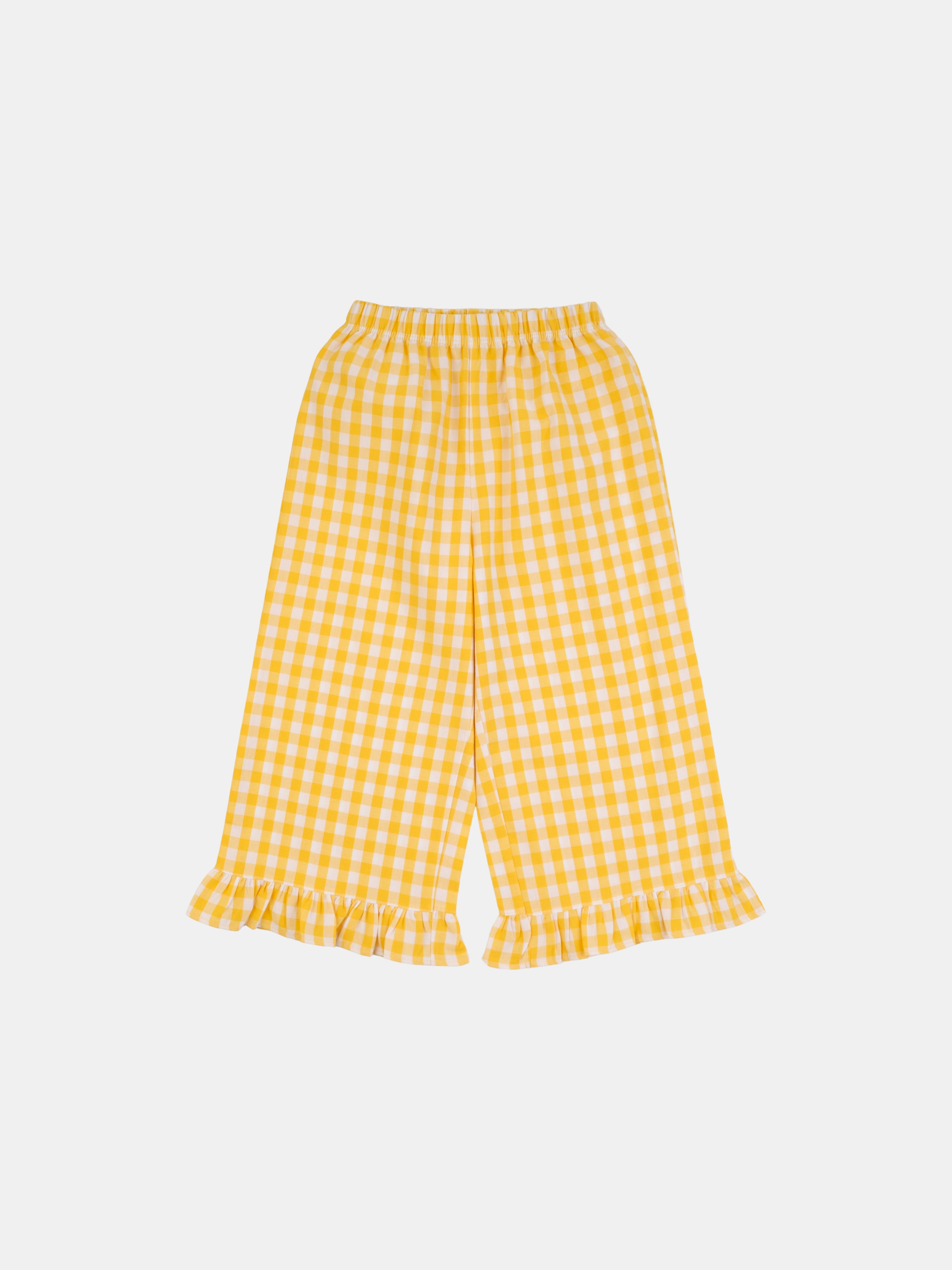 Check Frill Pants - Yellow