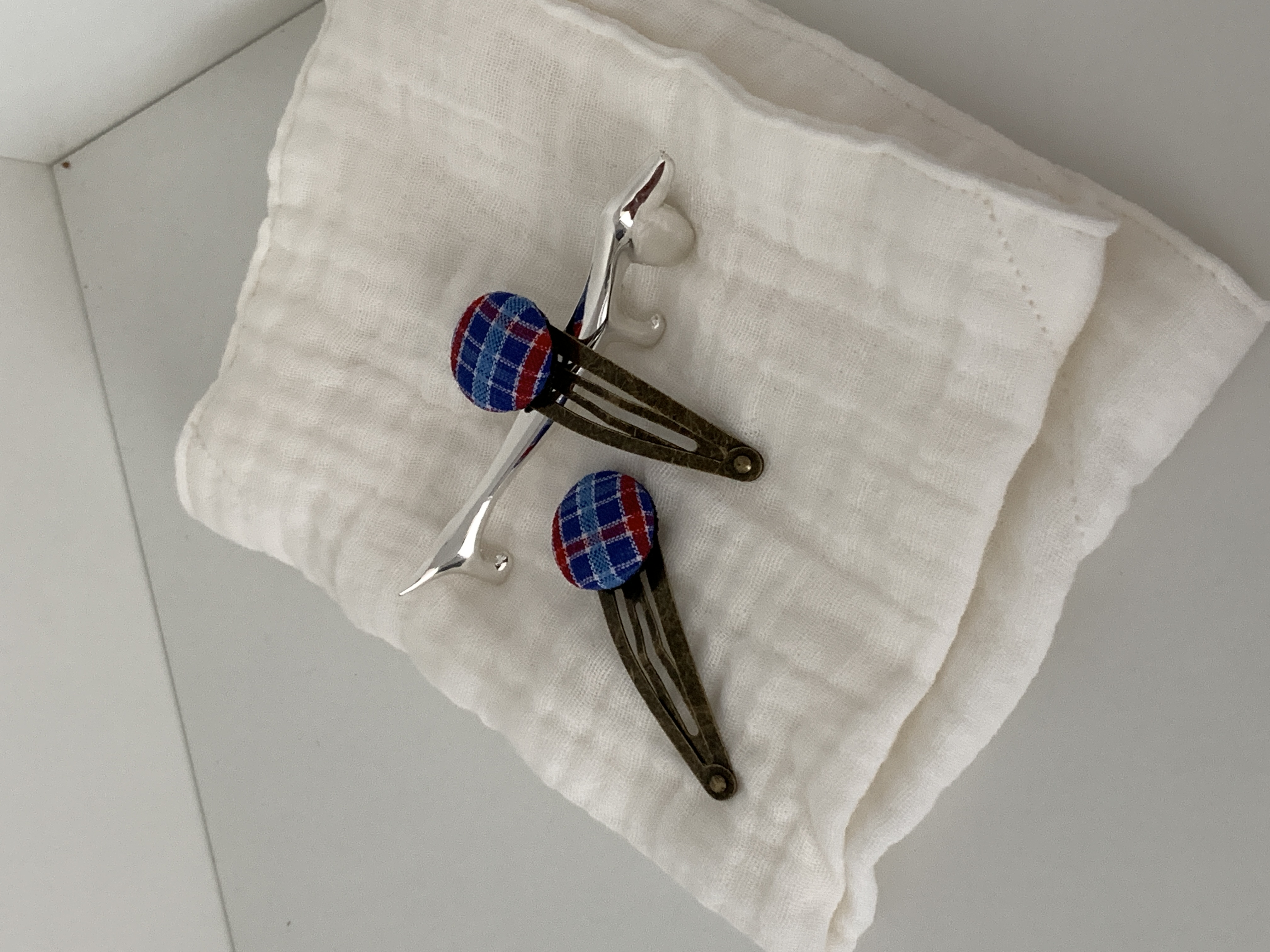 Navy Tartan Hairpin