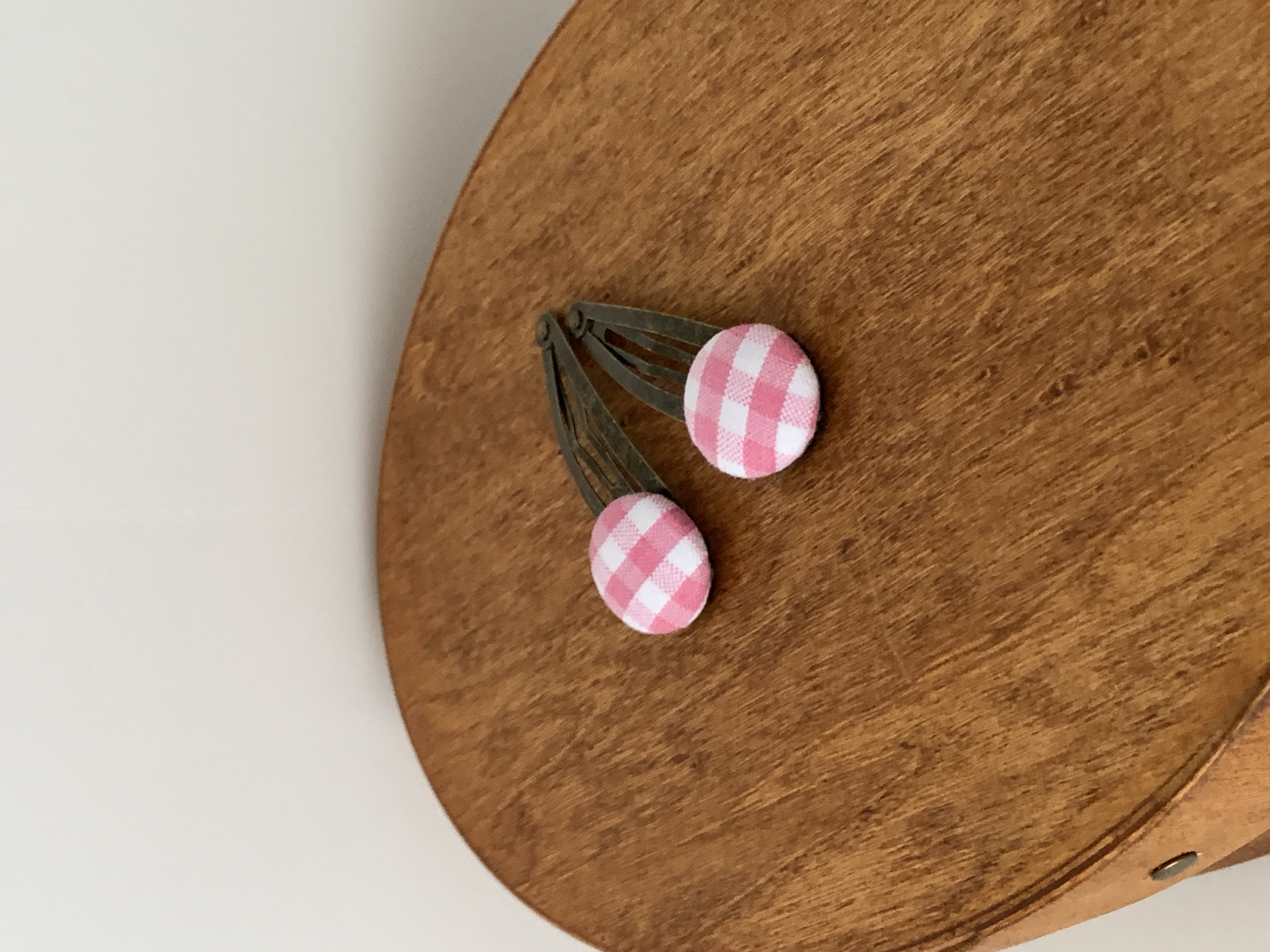 Pink Gingham Hairpin