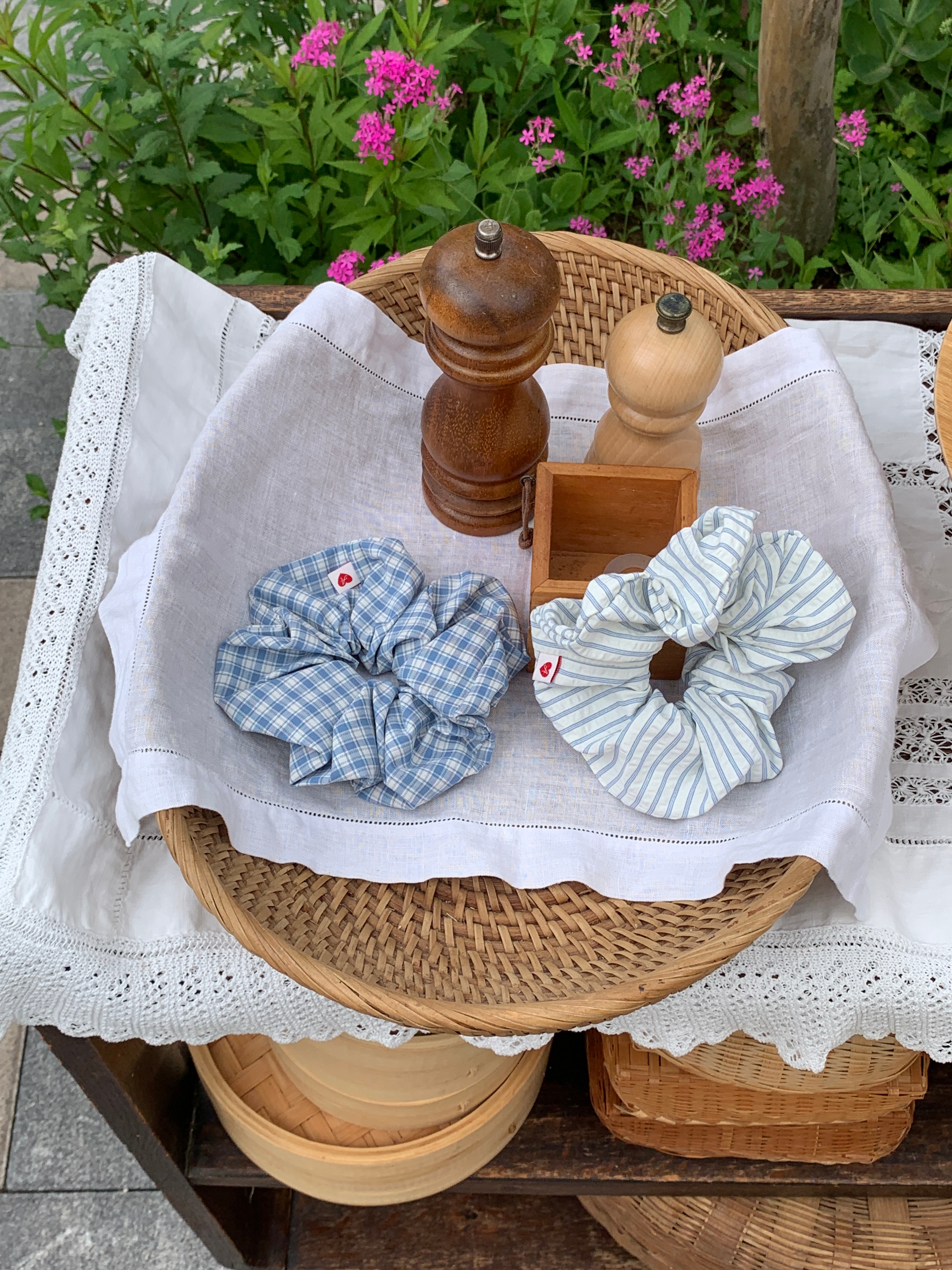 Blue Check Scrunchie