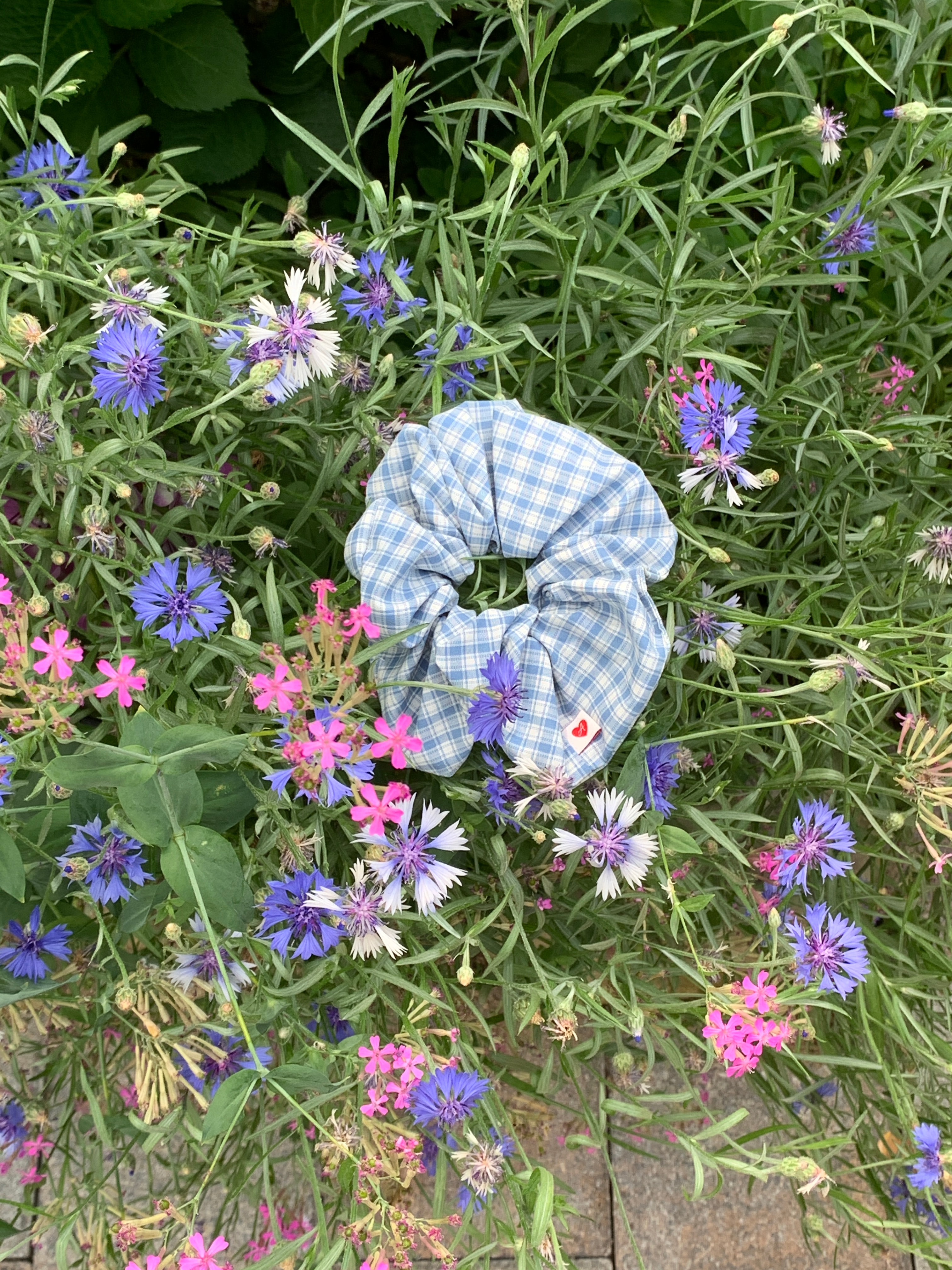 Blue Check Scrunchie