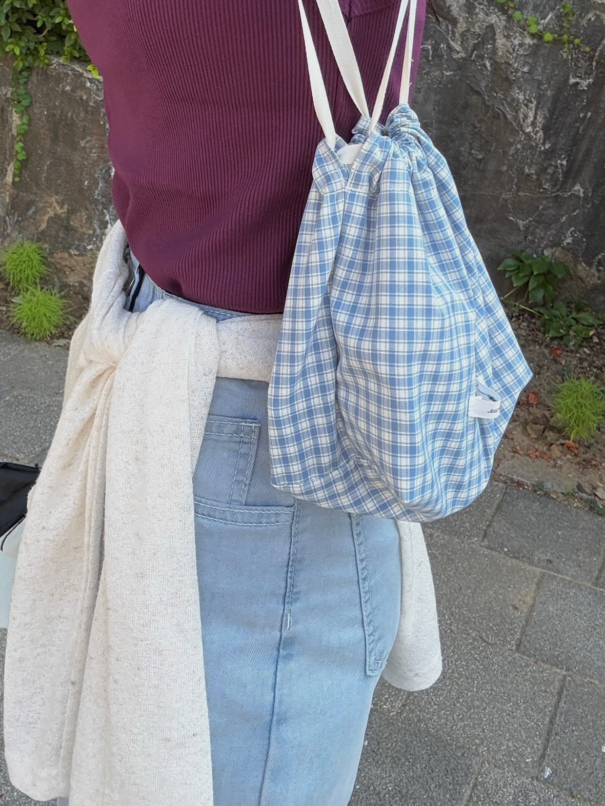 Blue Check Pouch