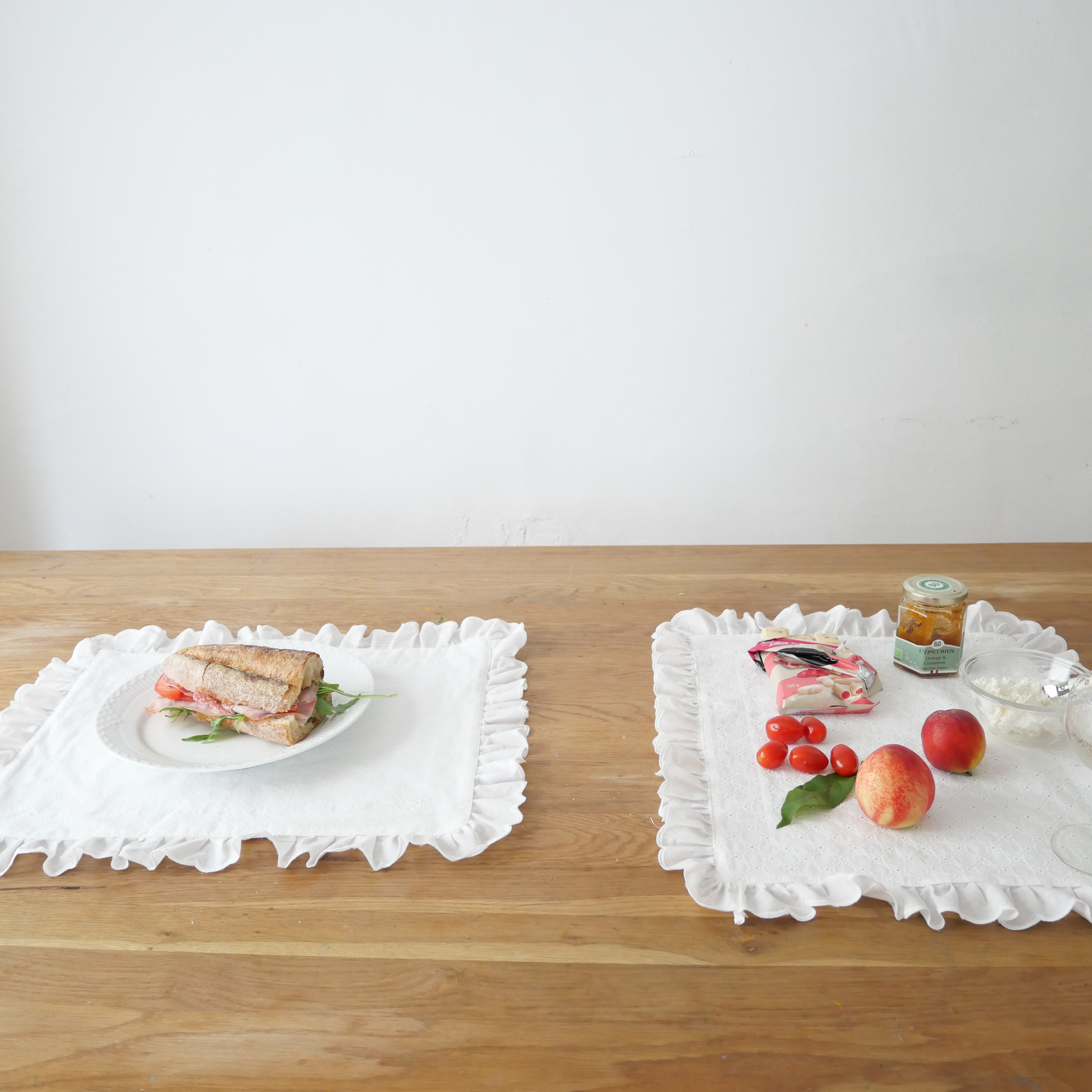 cotton ruffle lace mat