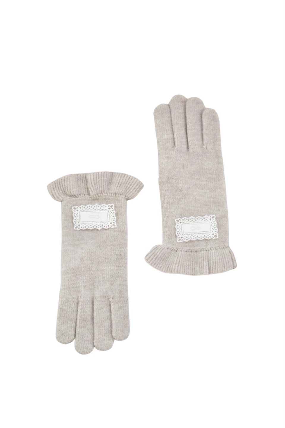 Orb frilly gloves (mute beige)
