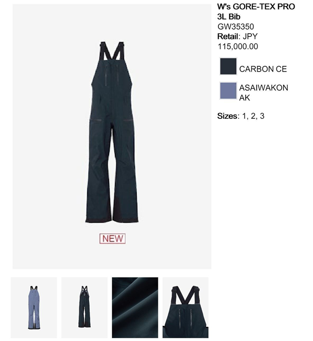2627 GOLDWIN W's GORE-TEX 3L BIB PANTS : GW35350