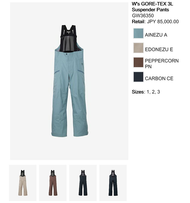2627 GOLDWIN W's GORE-TEX 3L SUSPENDER PANTS : GW36350