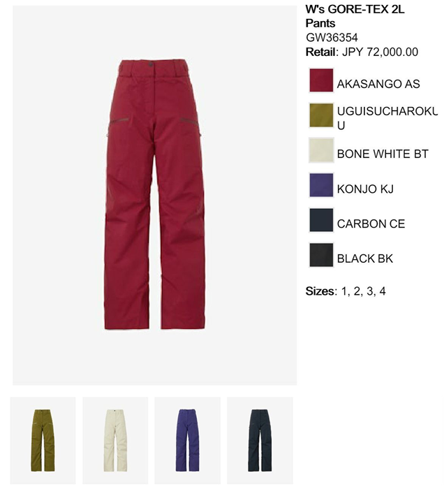 2627 GOLDWIN W's GORE-TEX 2L PANTS : GW36354