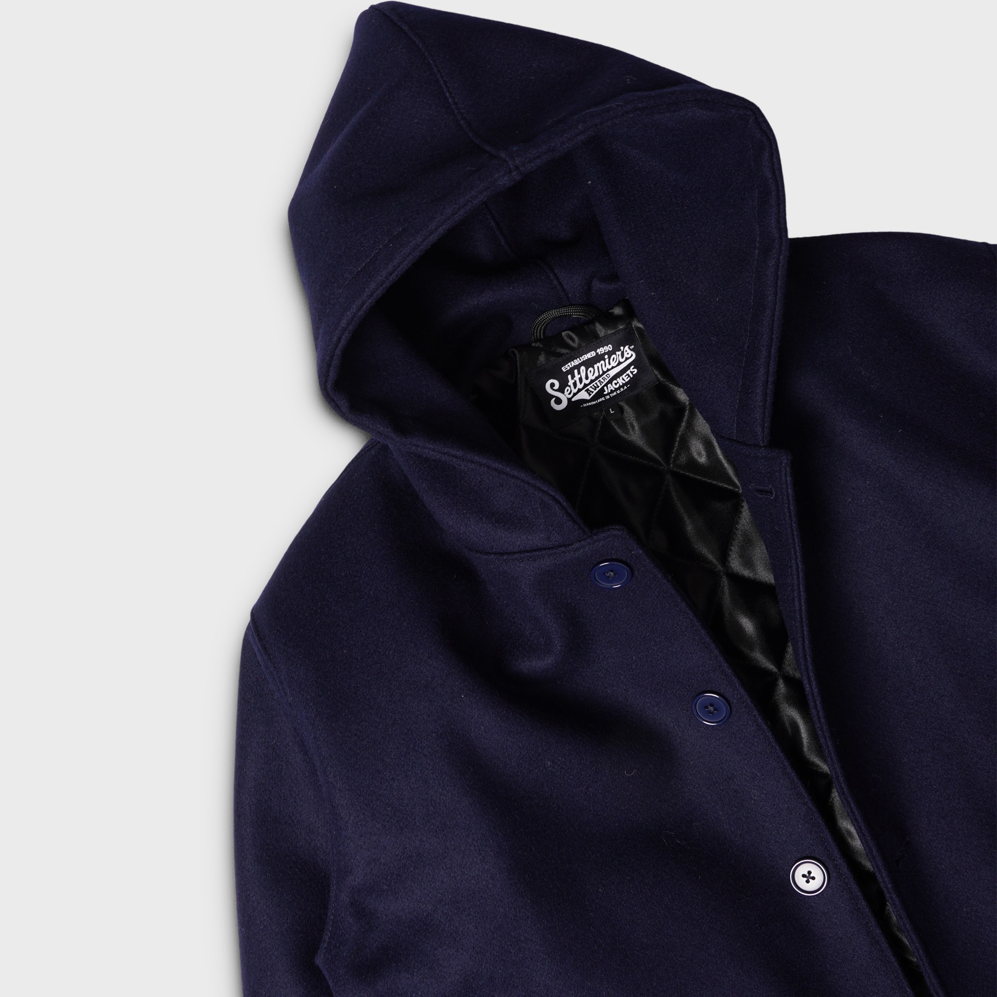 [PREORDER] SETTLEMIER'S JACKETS - S-HC Varsity Half Coat - Navy Full Wool 100%