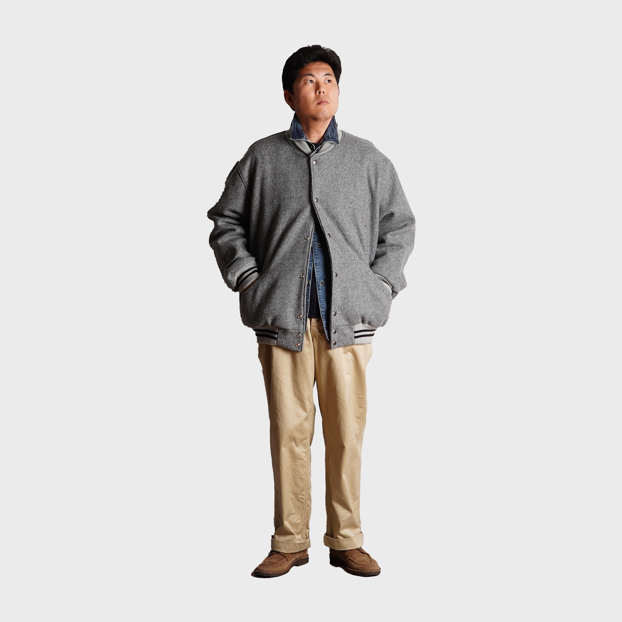 [PREORDER] SETTLEMIER'S JACKETS - S-1 Varsity Gray&Gray - Full Wool 100%