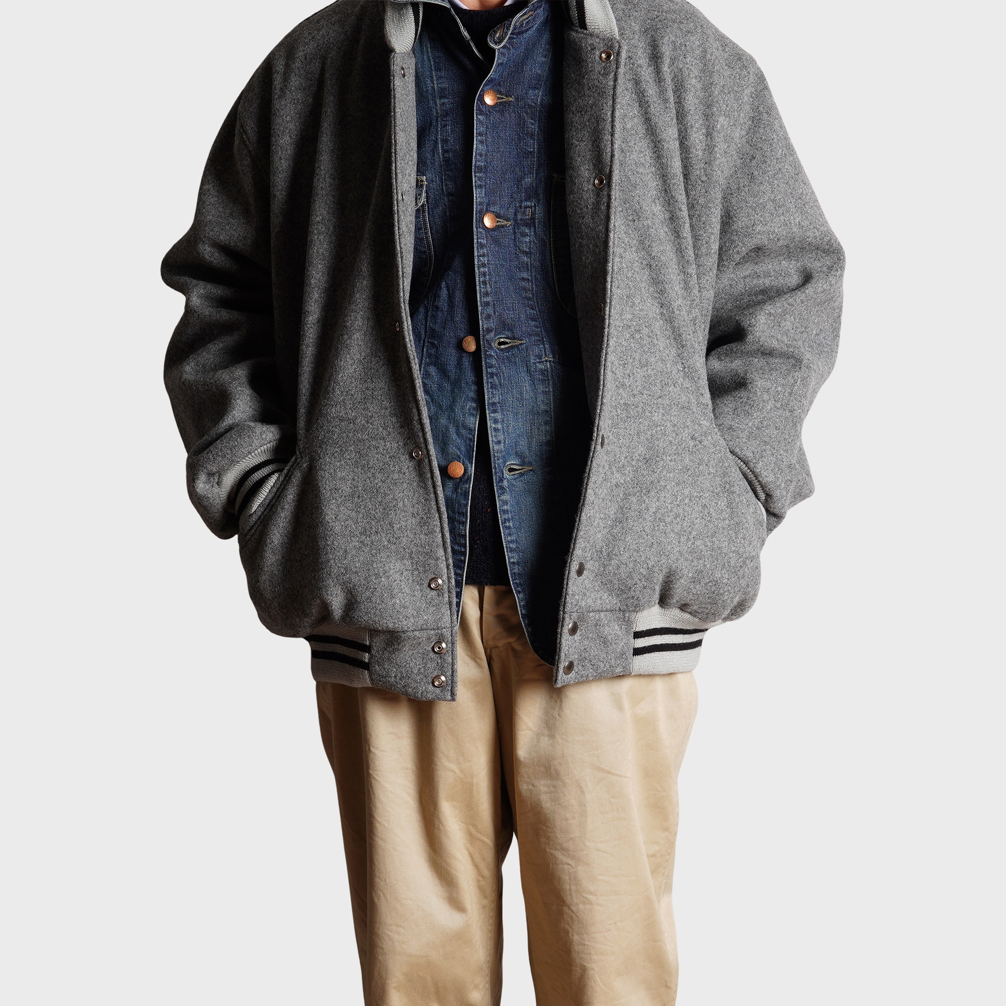 [PREORDER] SETTLEMIER'S JACKETS - S-1 Varsity Gray&Gray - Full Wool 100%